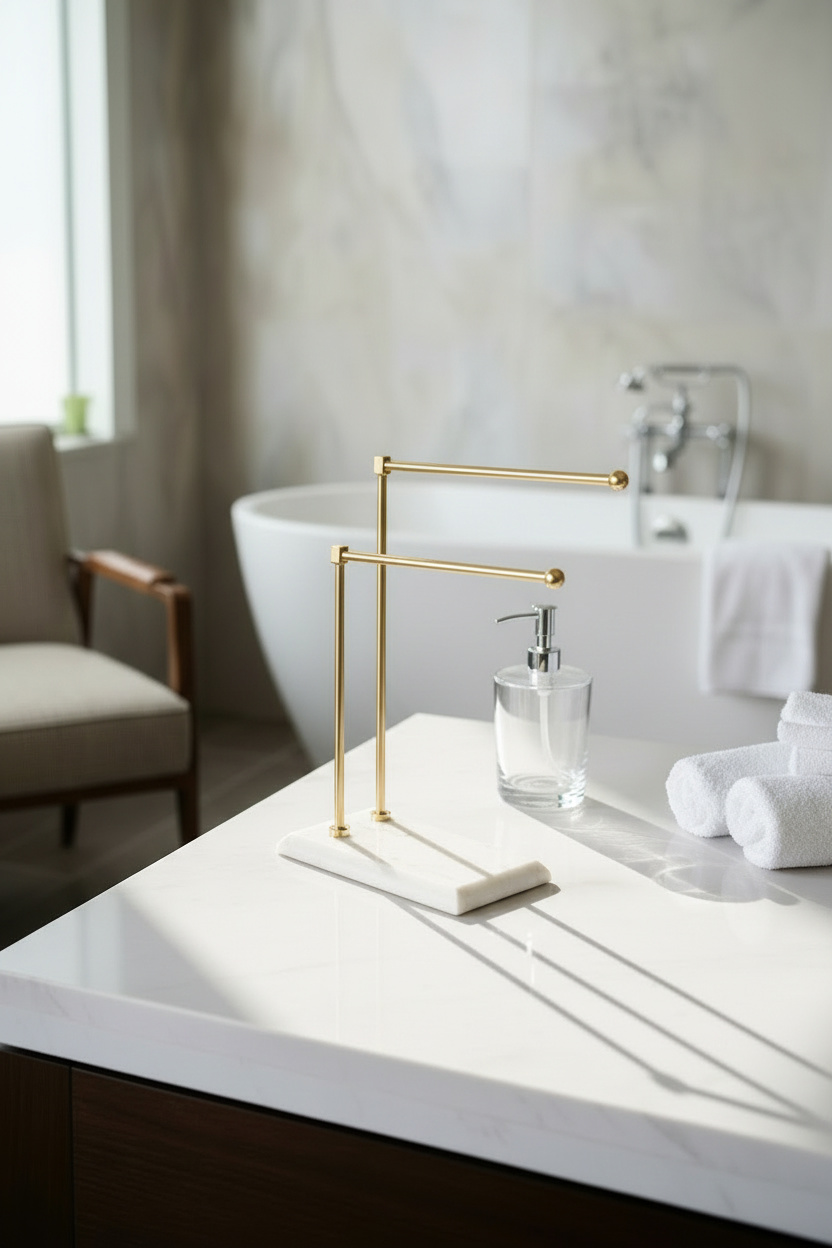 Melrose Hand Towel Stand - White & Gold