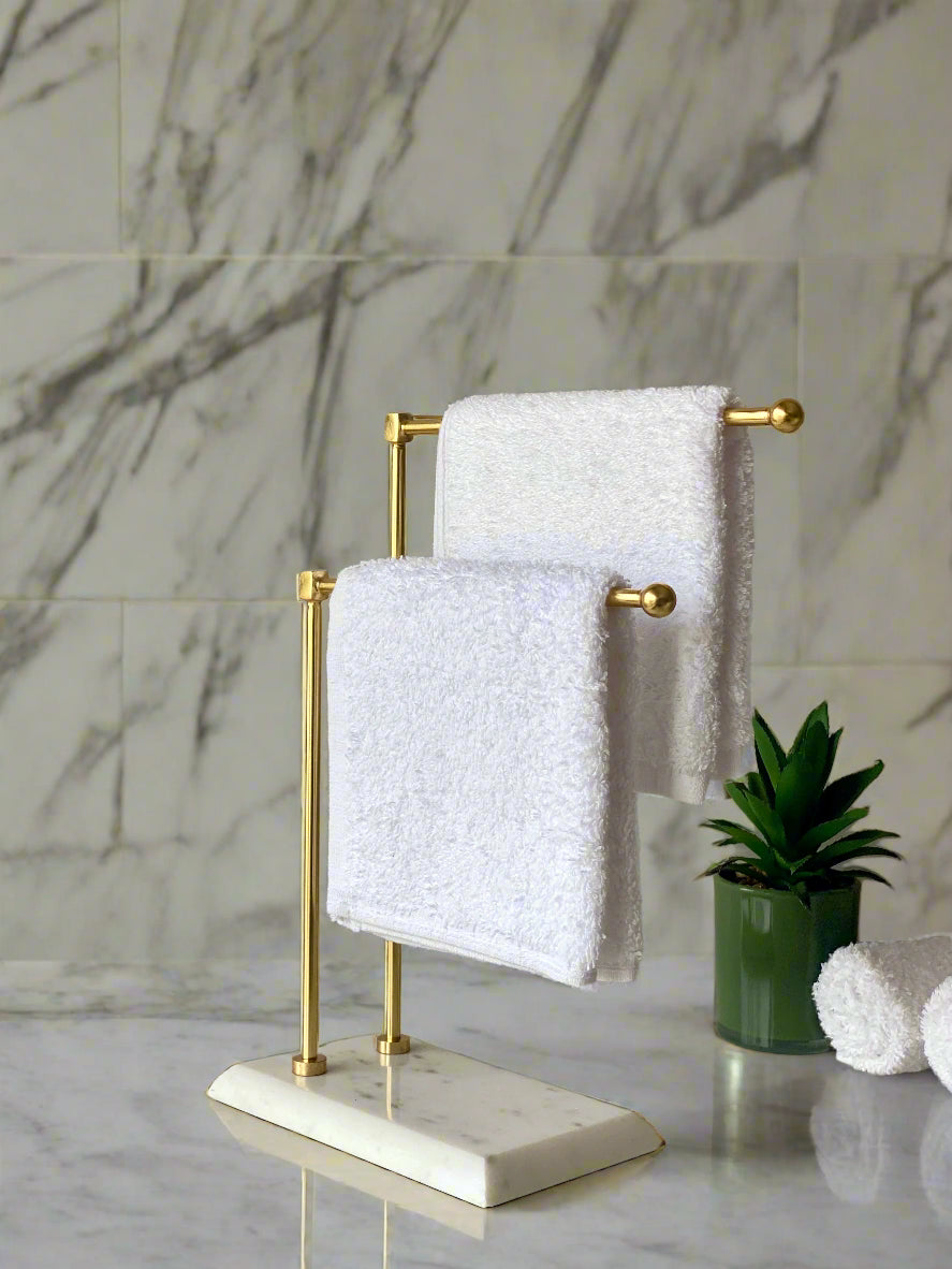 Melrose Hand Towel Stand - White & Gold