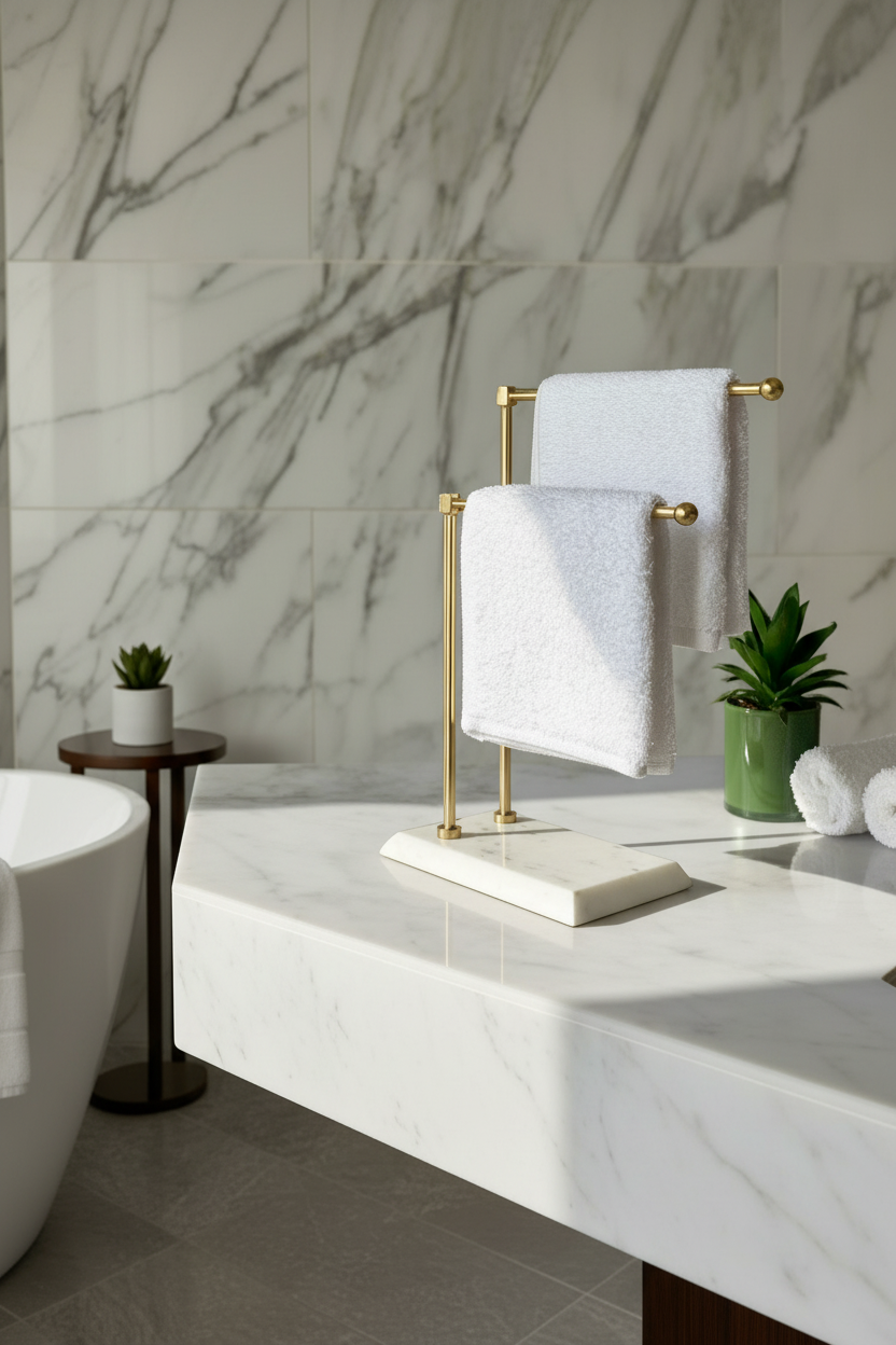 Melrose Hand Towel Stand - White & Gold