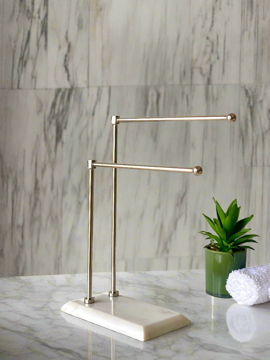 Melrose Hand Towel Stand - White & Silver