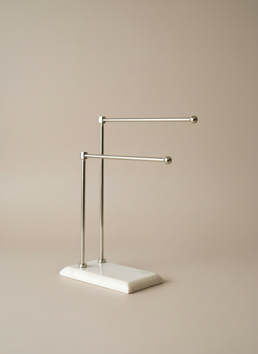 Melrose Hand Towel Stand - White & Silver