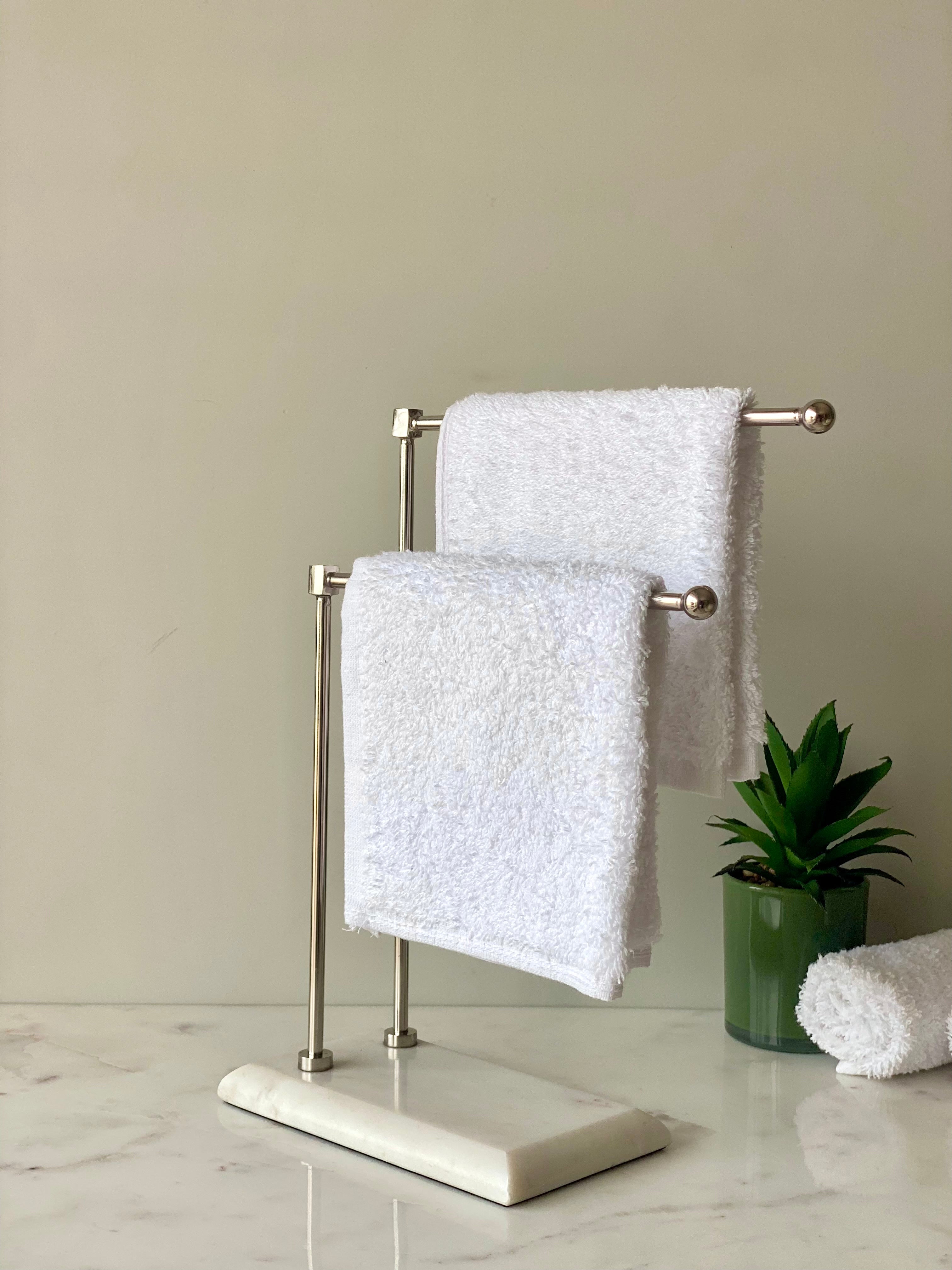 Melrose Hand Towel Stand - White & Silver