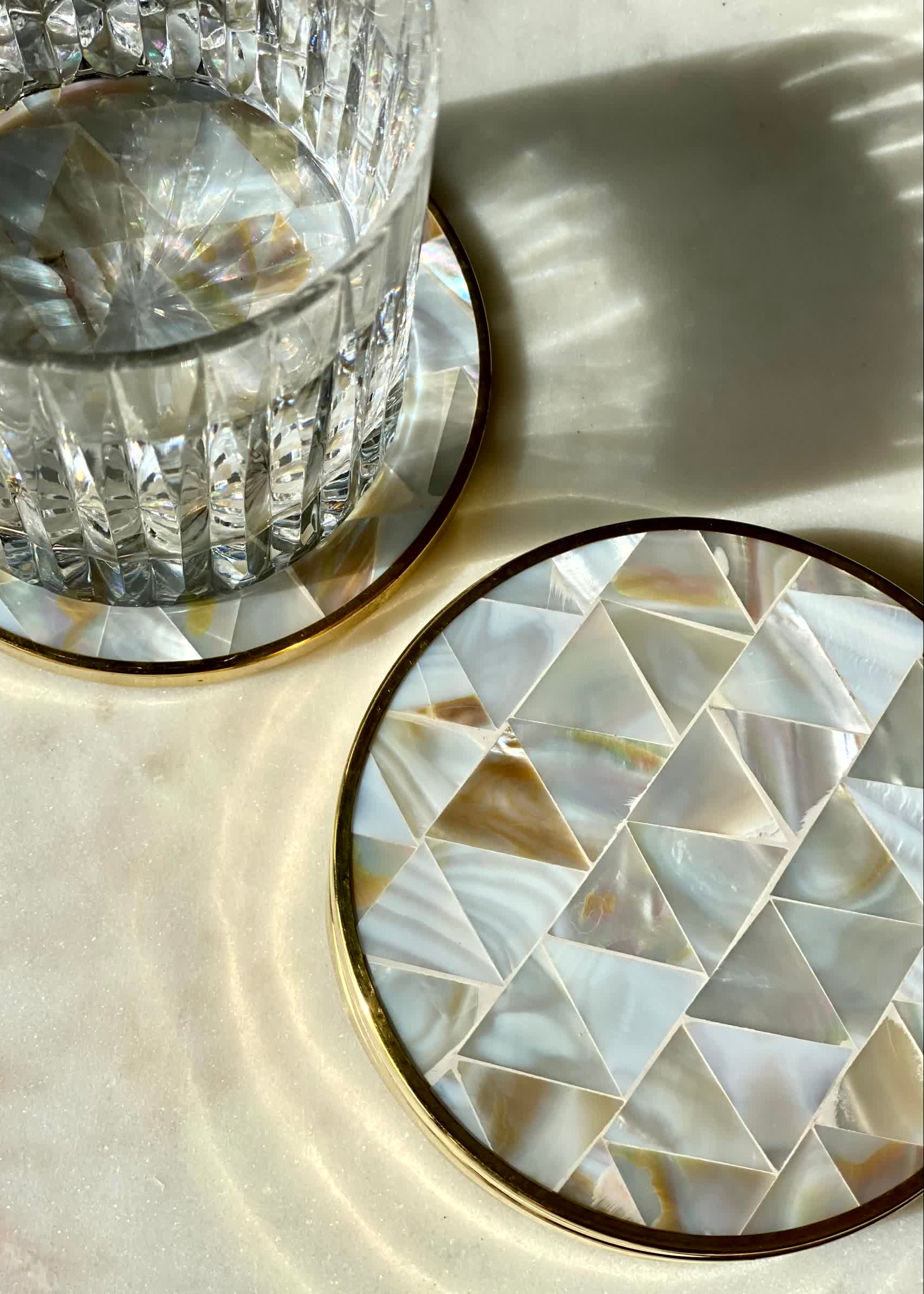Mother of Pearl Round Coasters - Set of 4