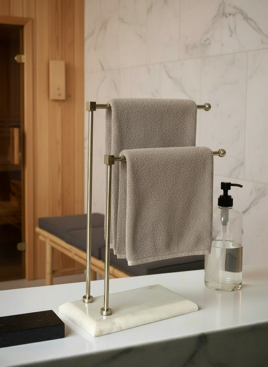 Melrose Hand Towel Stand - White & Silver