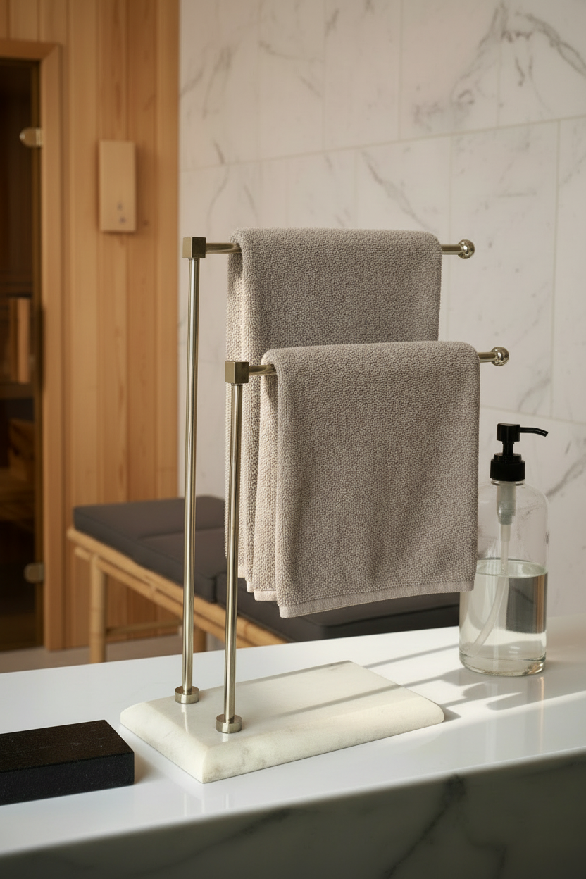 Melrose Hand Towel Stand - White & Silver