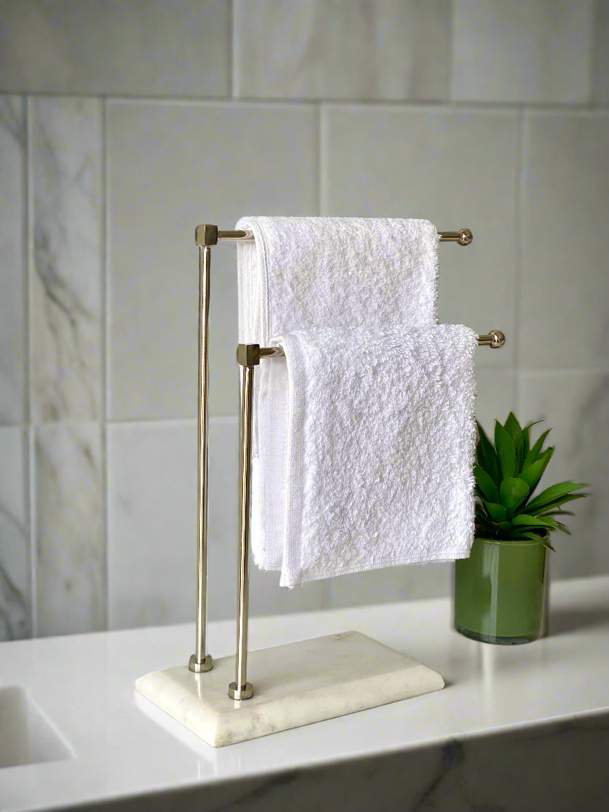 Melrose Hand Towel Stand - White & Silver