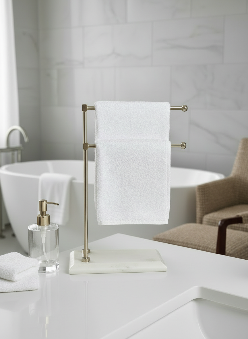 Melrose Hand Towel Stand - White & Silver