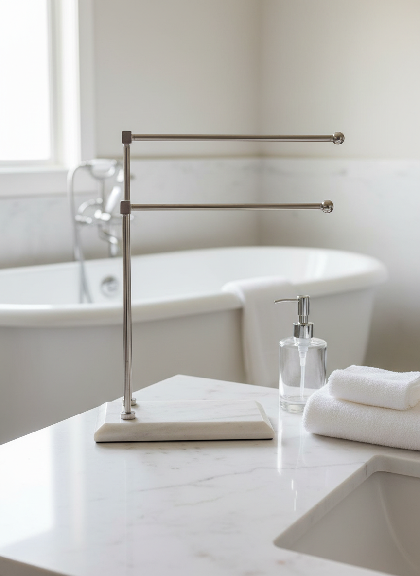 Melrose Hand Towel Stand - White & Silver