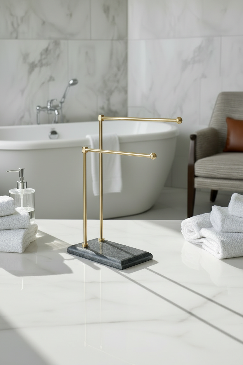 Melrose Hand Towel Stand - Black & Gold