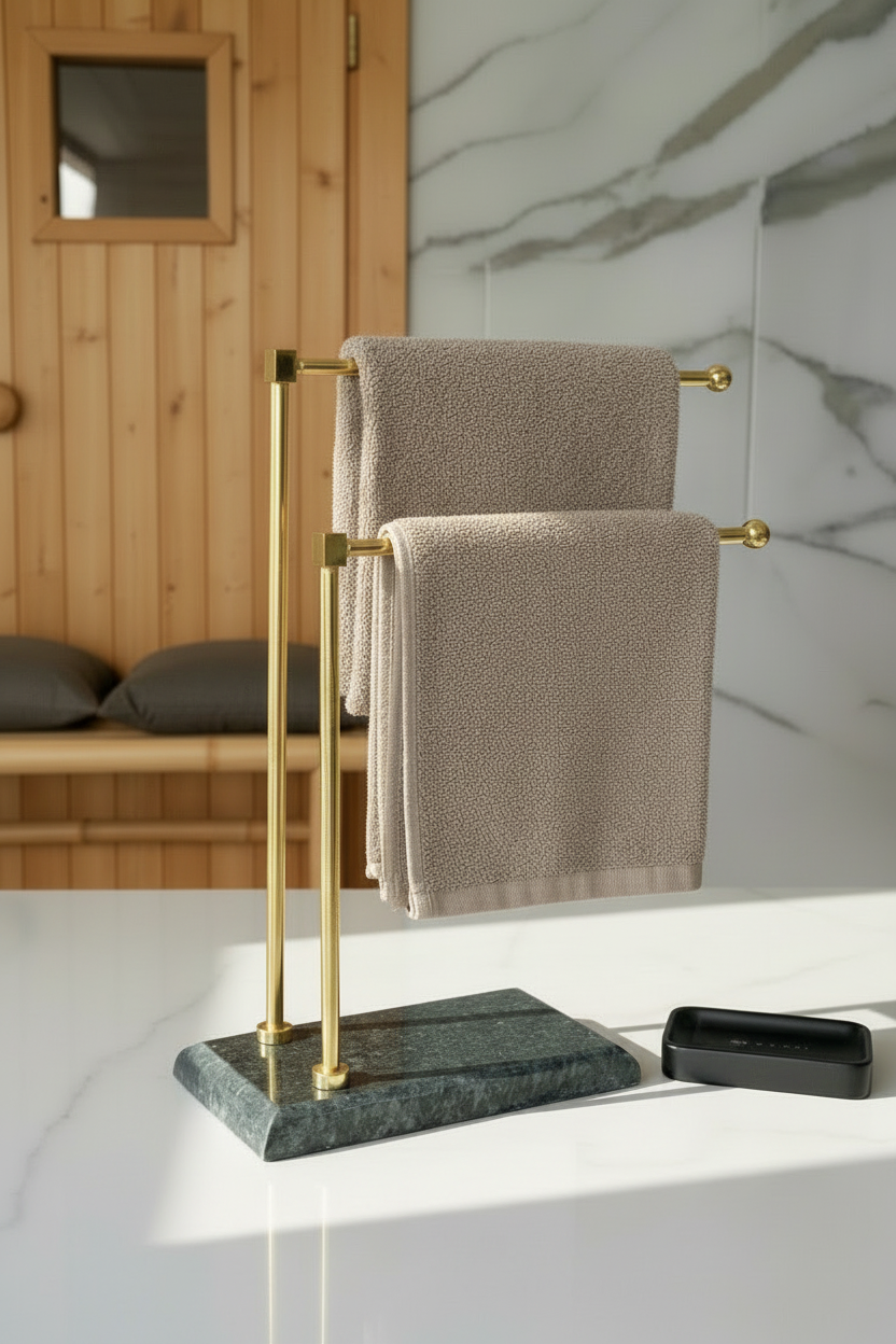 Melrose Hand Towel Stand - Black & Gold