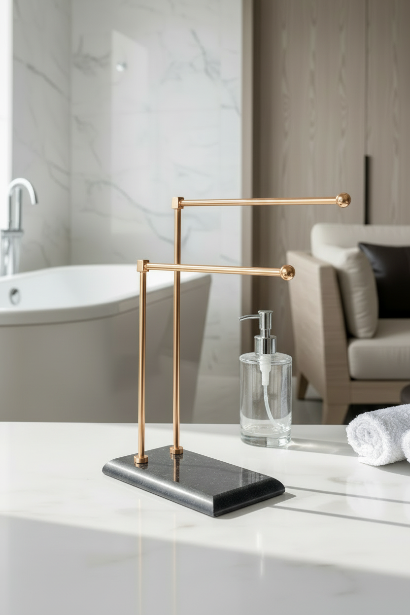 Melrose Hand Towel Stand - Black & Rose Gold