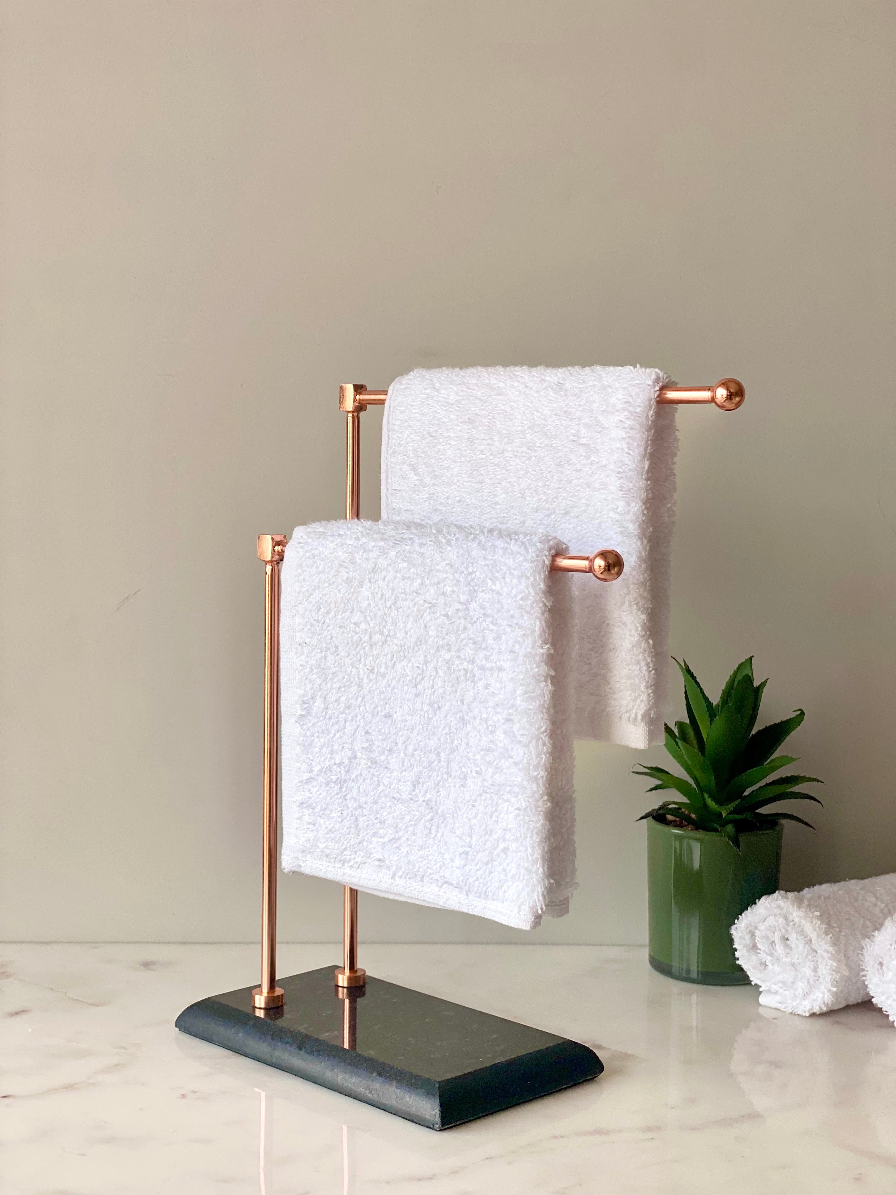 Melrose Hand Towel Stand - Black & Rose Gold