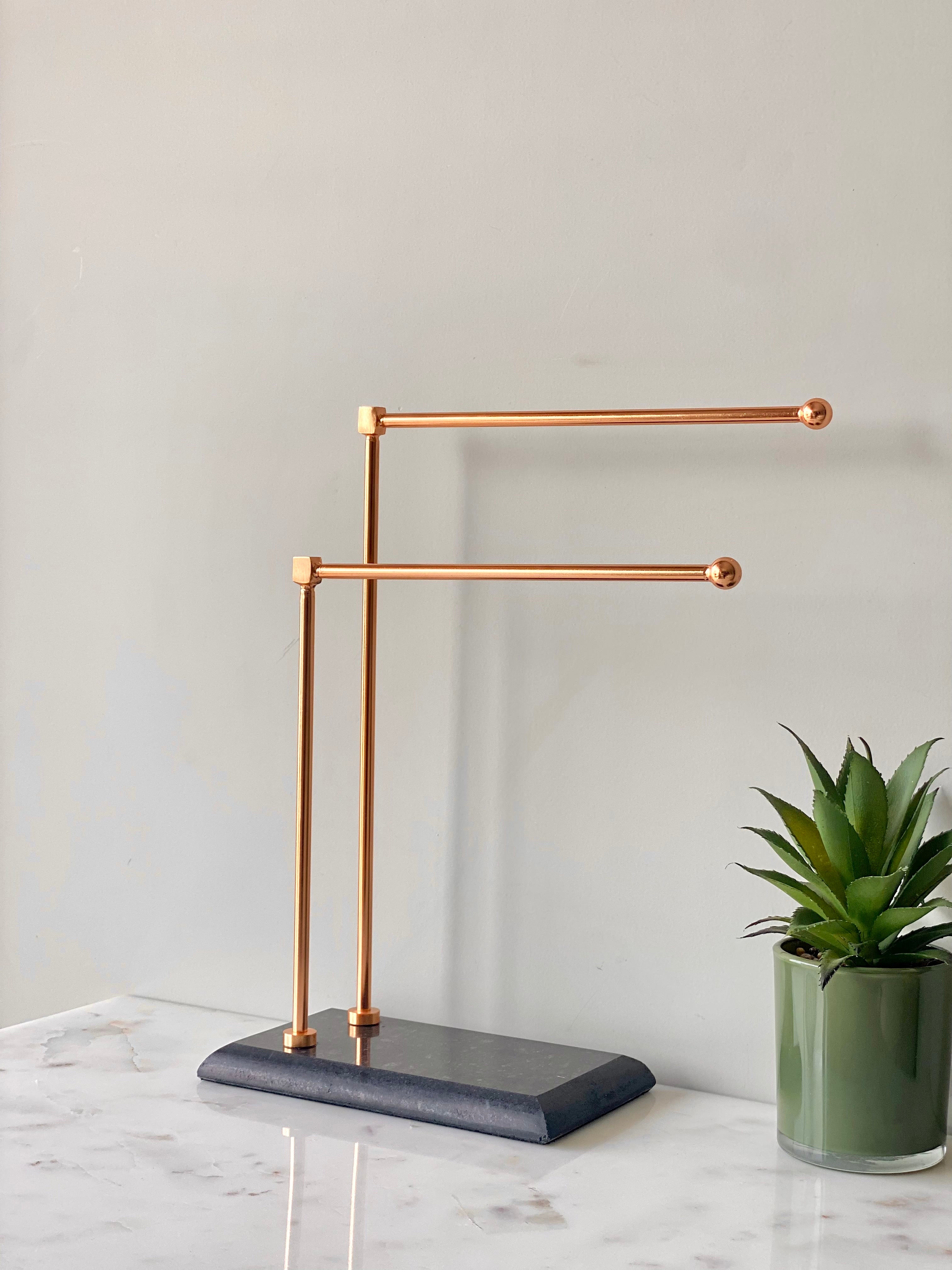 Melrose Hand Towel Stand - Black & Rose Gold
