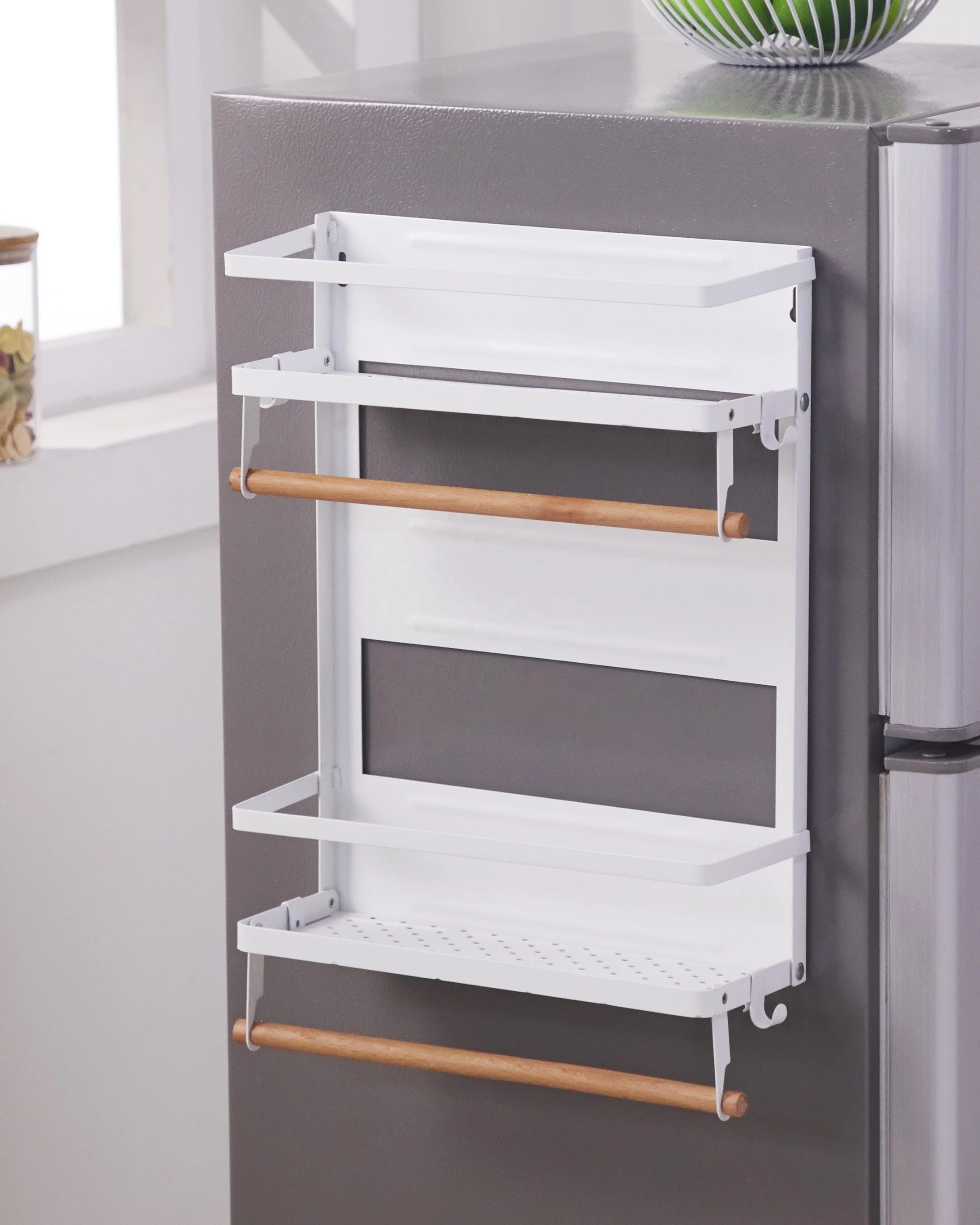 Double Shelf Magnetic Storage - White