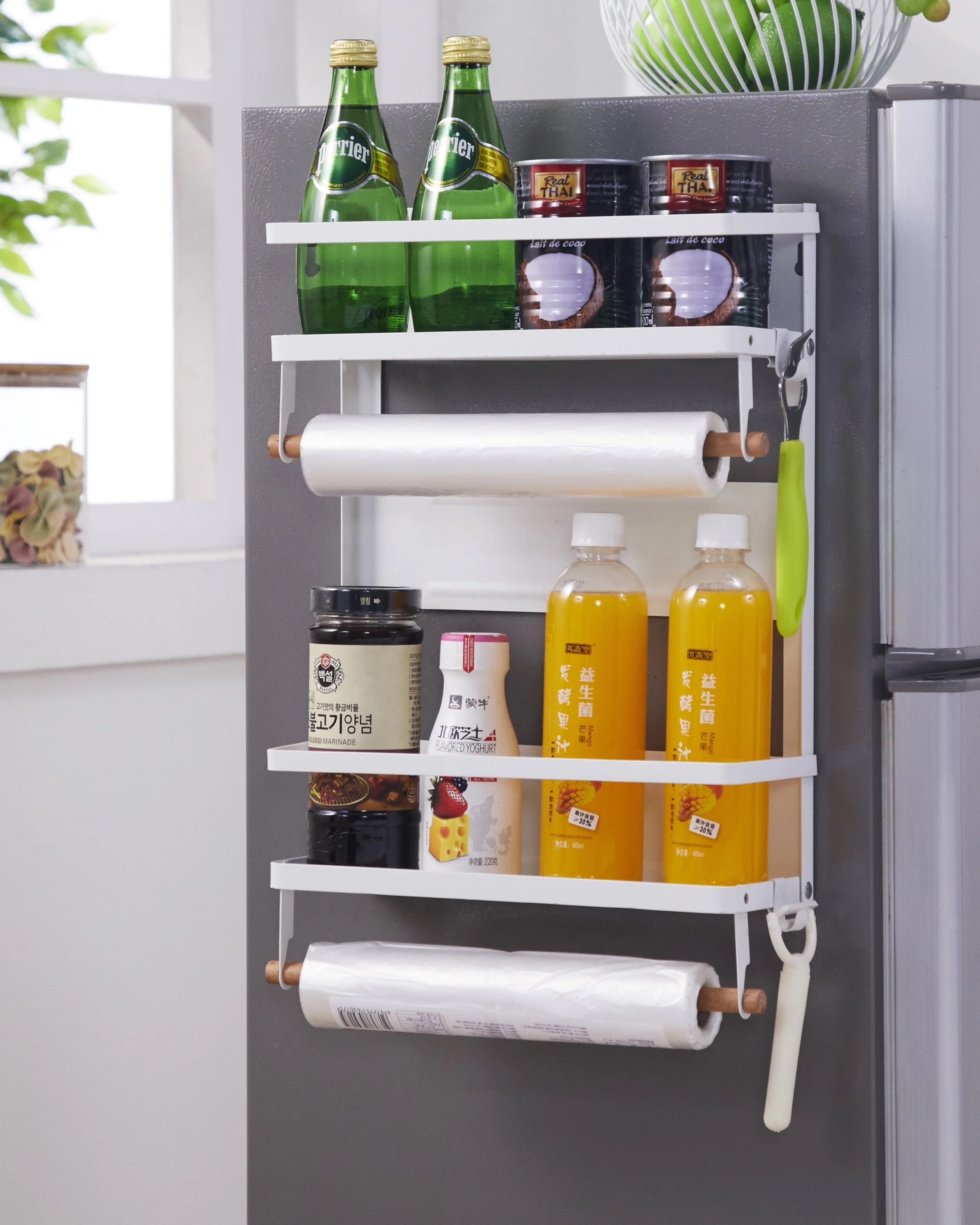Double Shelf Magnetic Storage - White