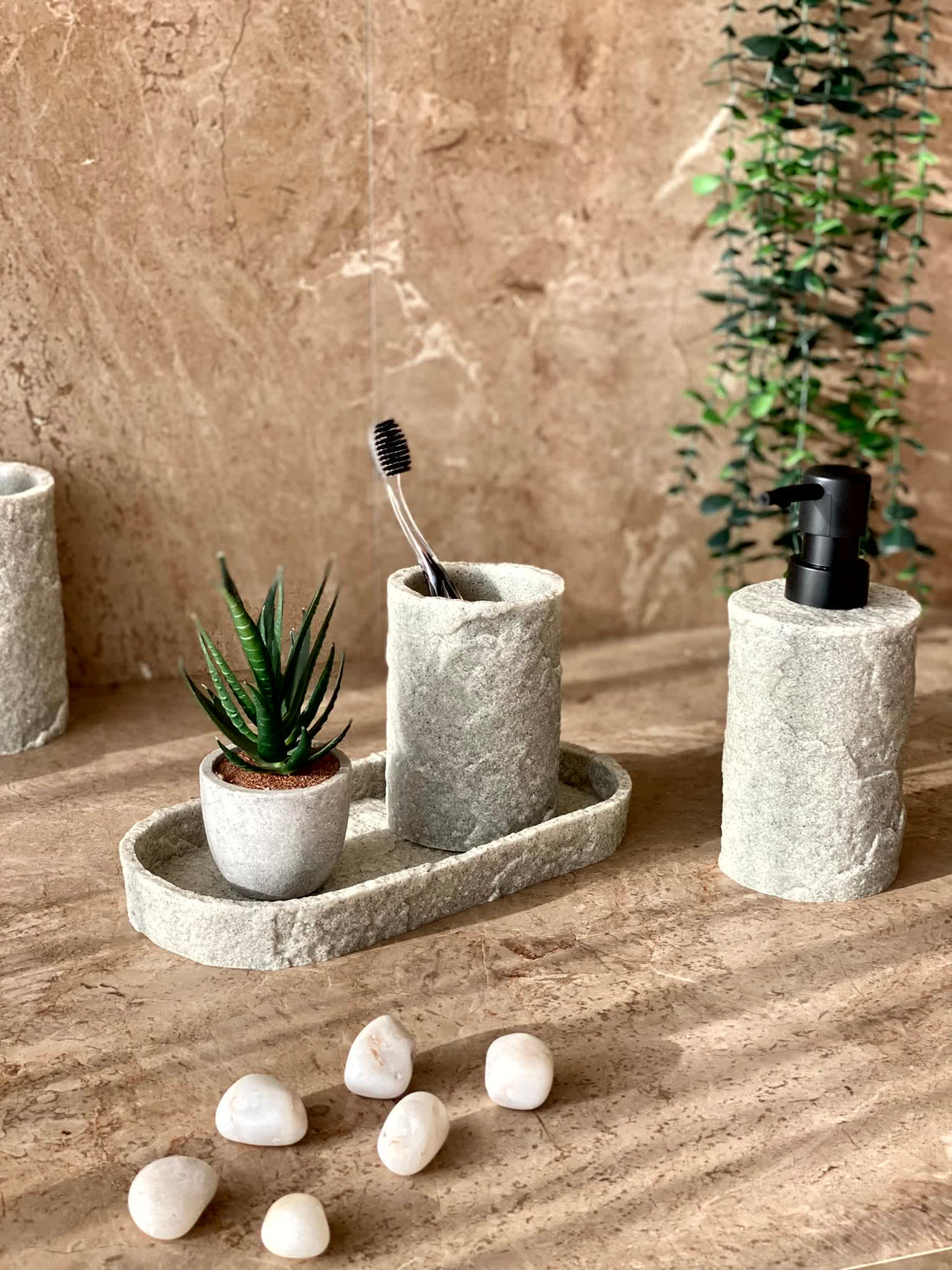 Fossil Bathroom Set - Light Grey (Set of 3)