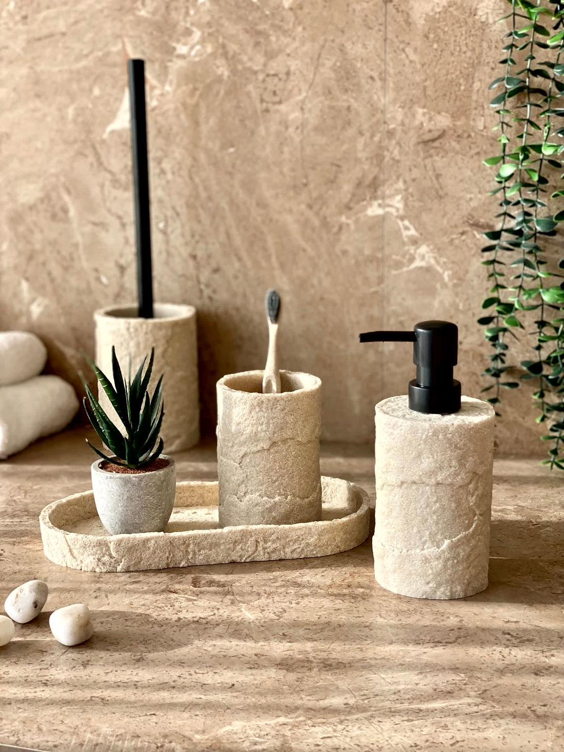 Fossil Bathroom Set - Beige (Set of 3)