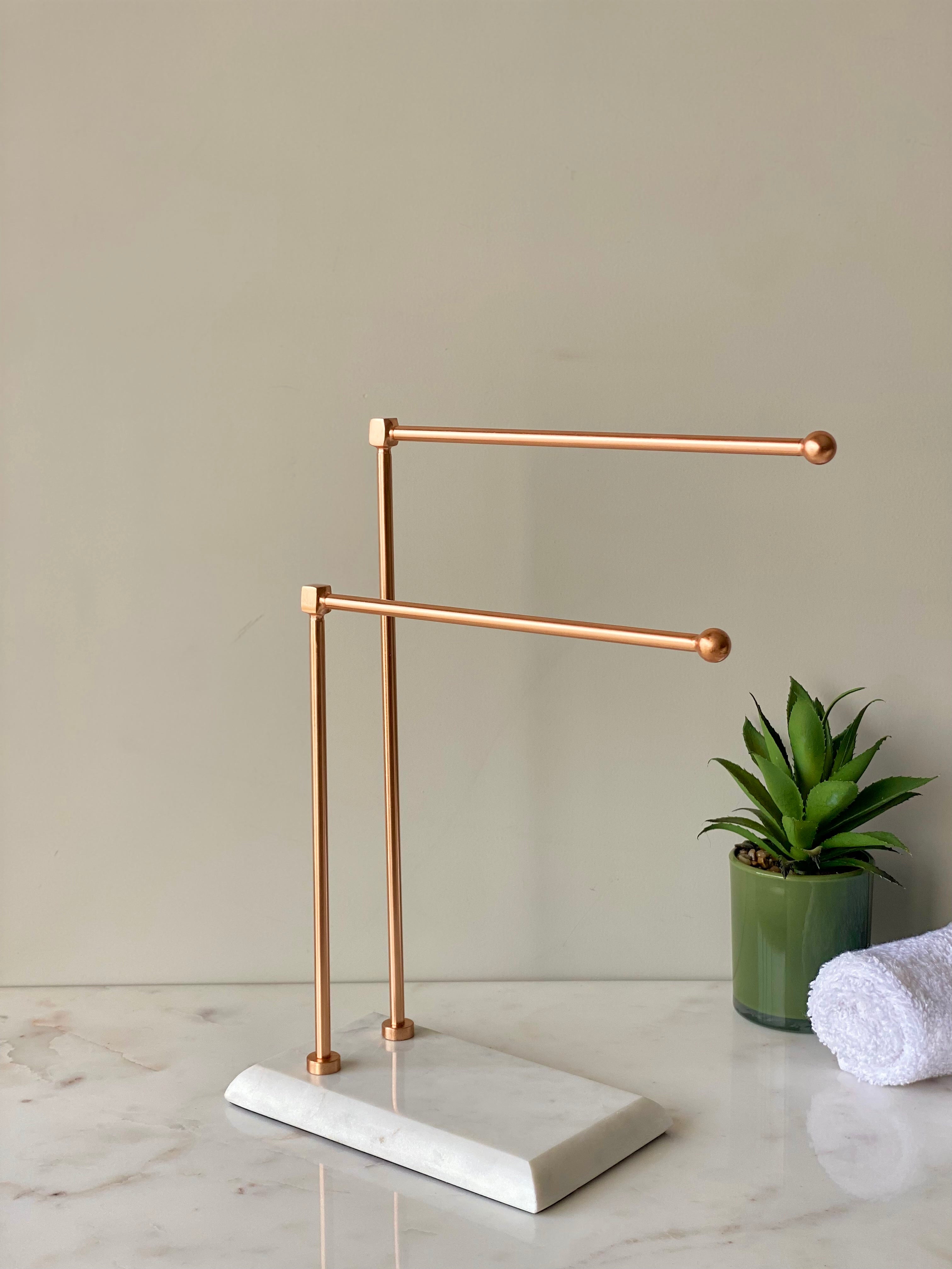 Melrose Hand Towel Stand - White & Rose gold