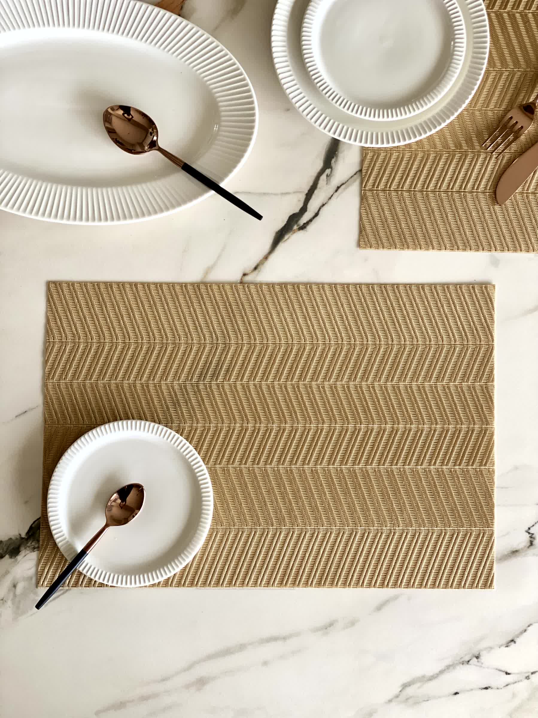 Chevron Table Mats - Gold (Set of 6)