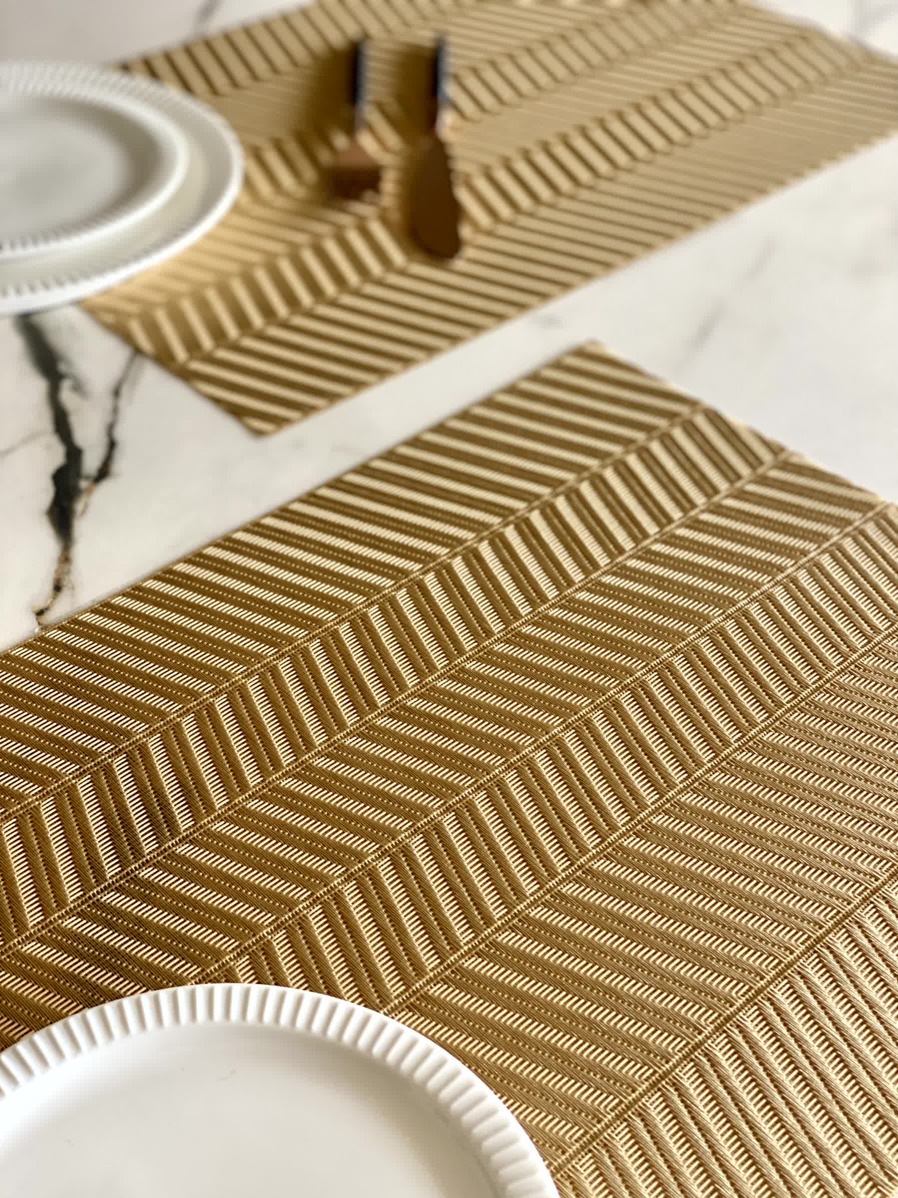 Chevron Table Mats - Gold (Set of 6)