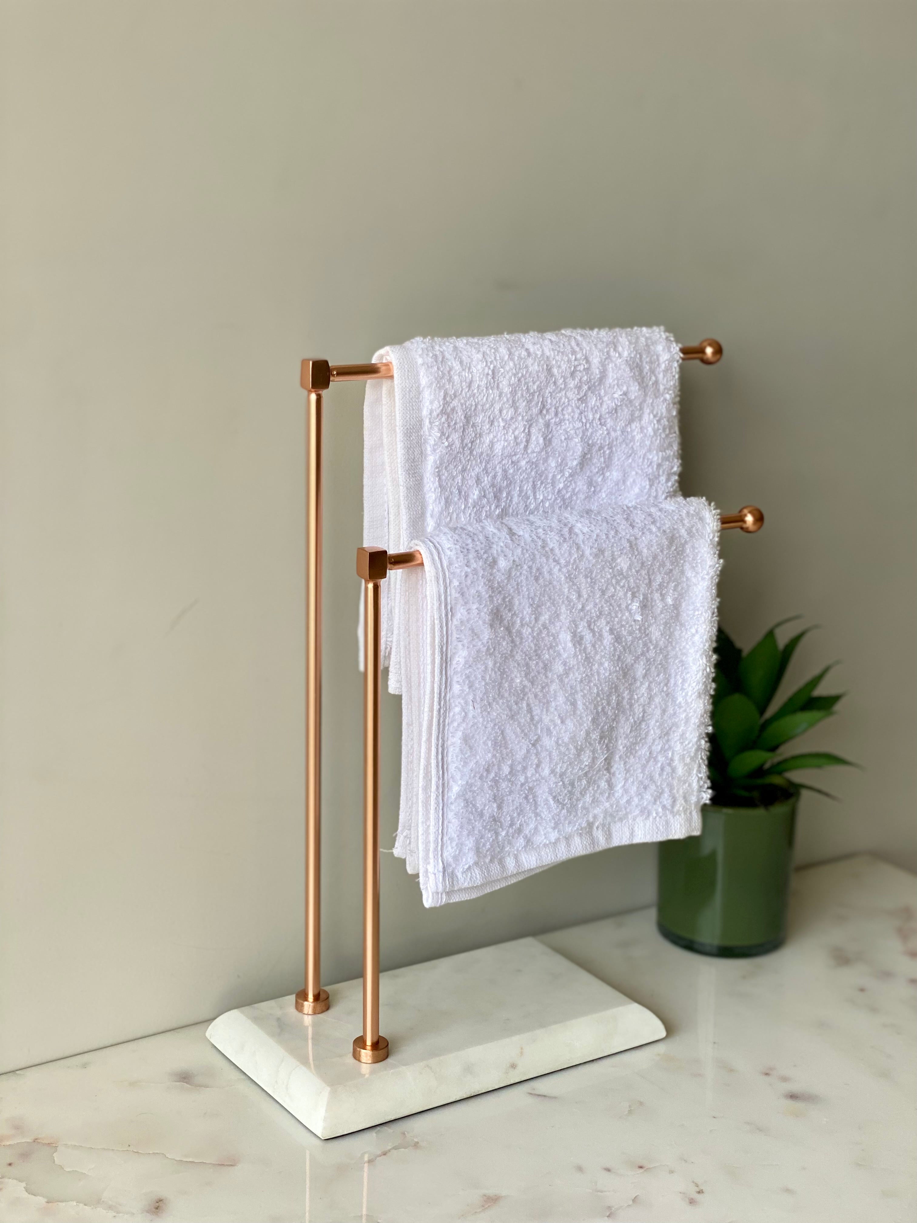 Melrose Hand Towel Stand - White & Rose gold