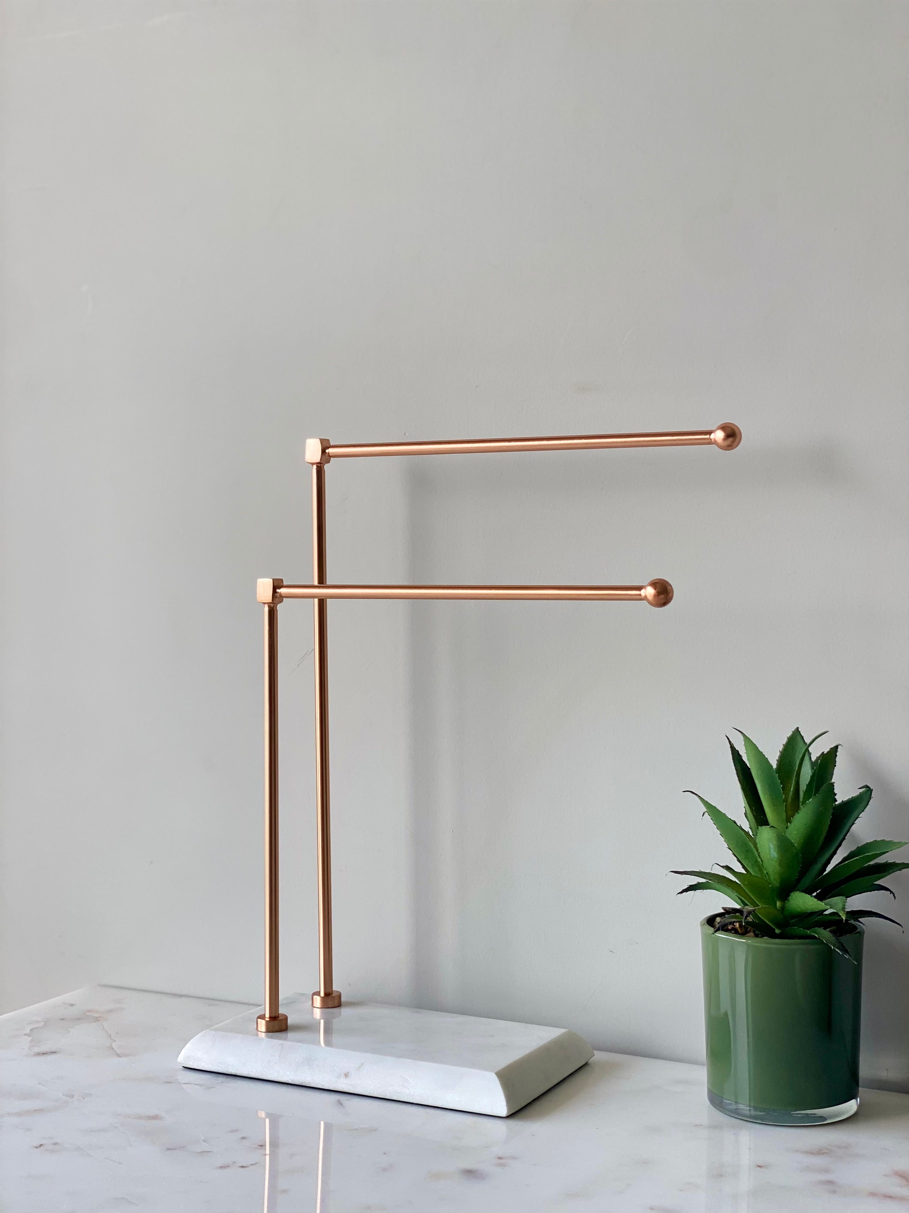 Melrose Hand Towel Stand - White & Rose gold