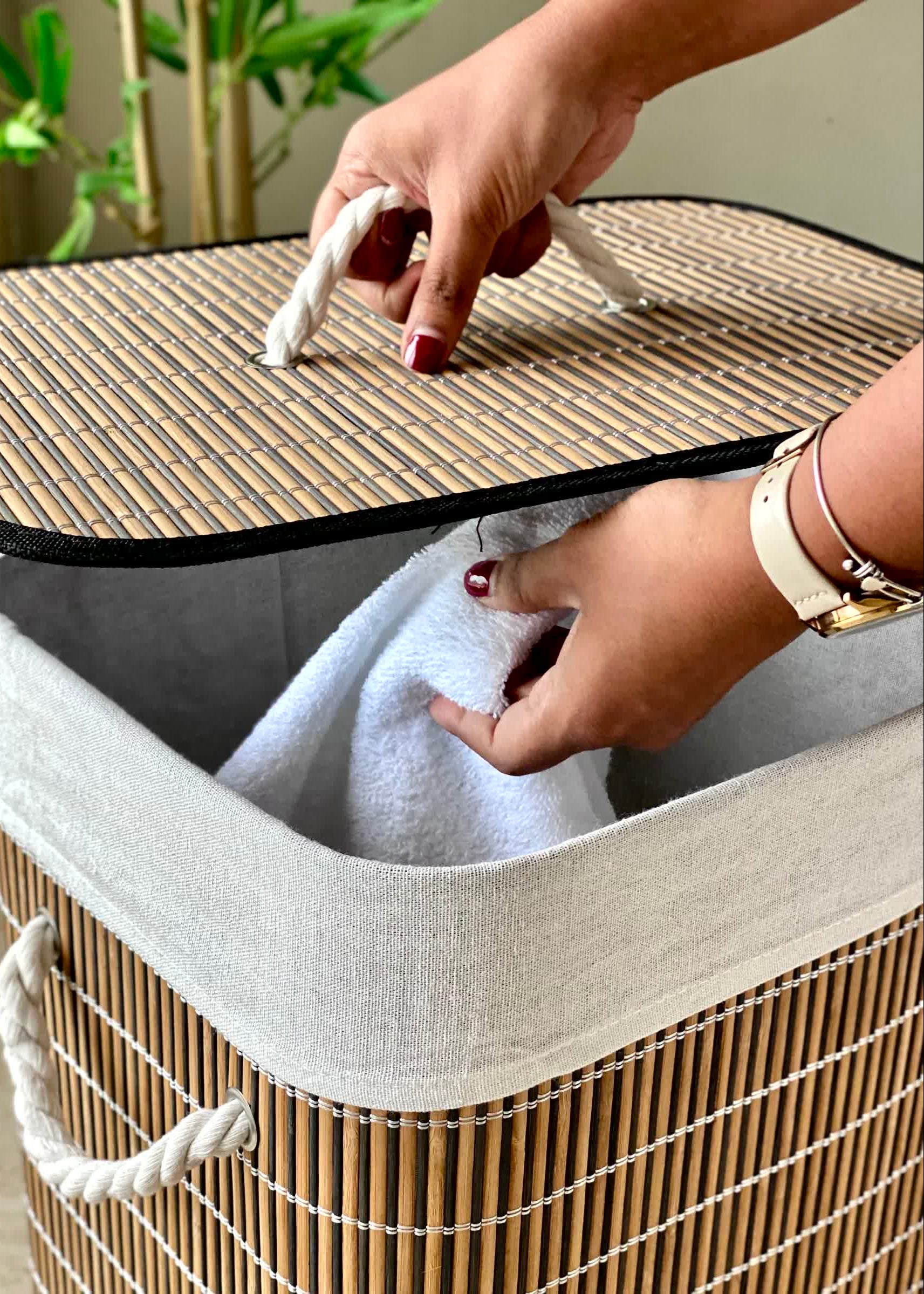 Baskora Laundry Basket - White & Brown