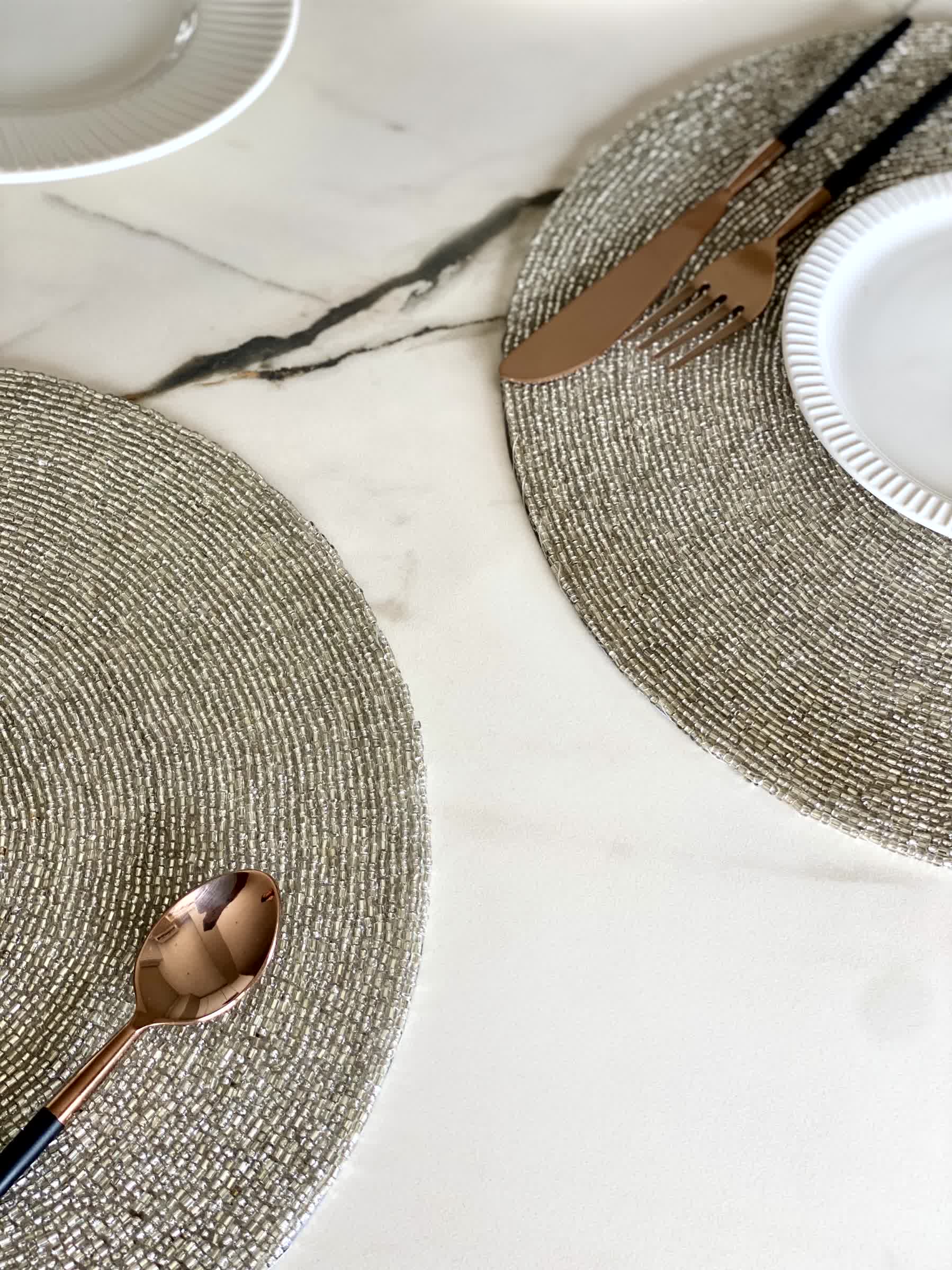 Regal Silver Beaded Placemat - Set Of 2