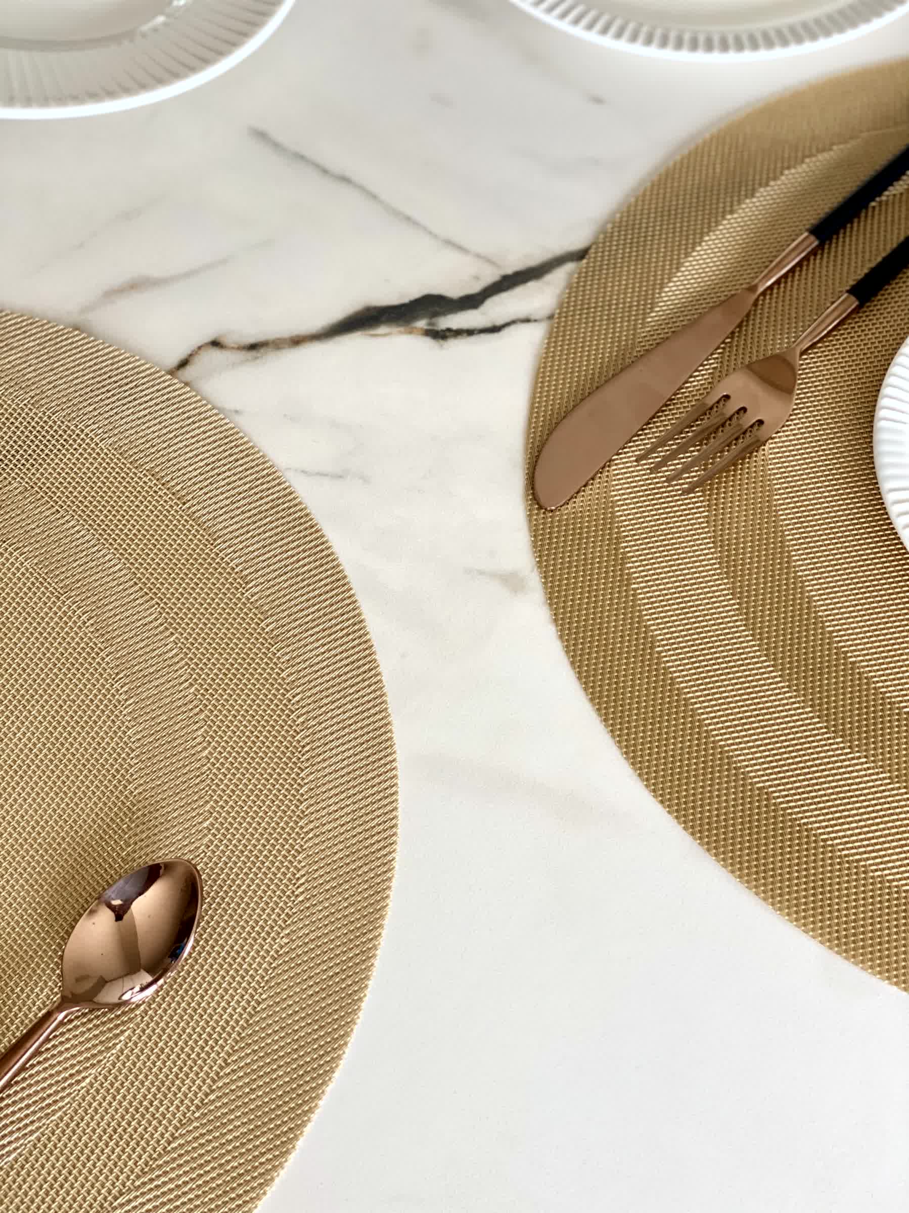 Textured Circular Table Mats - Gold (Set of 6)