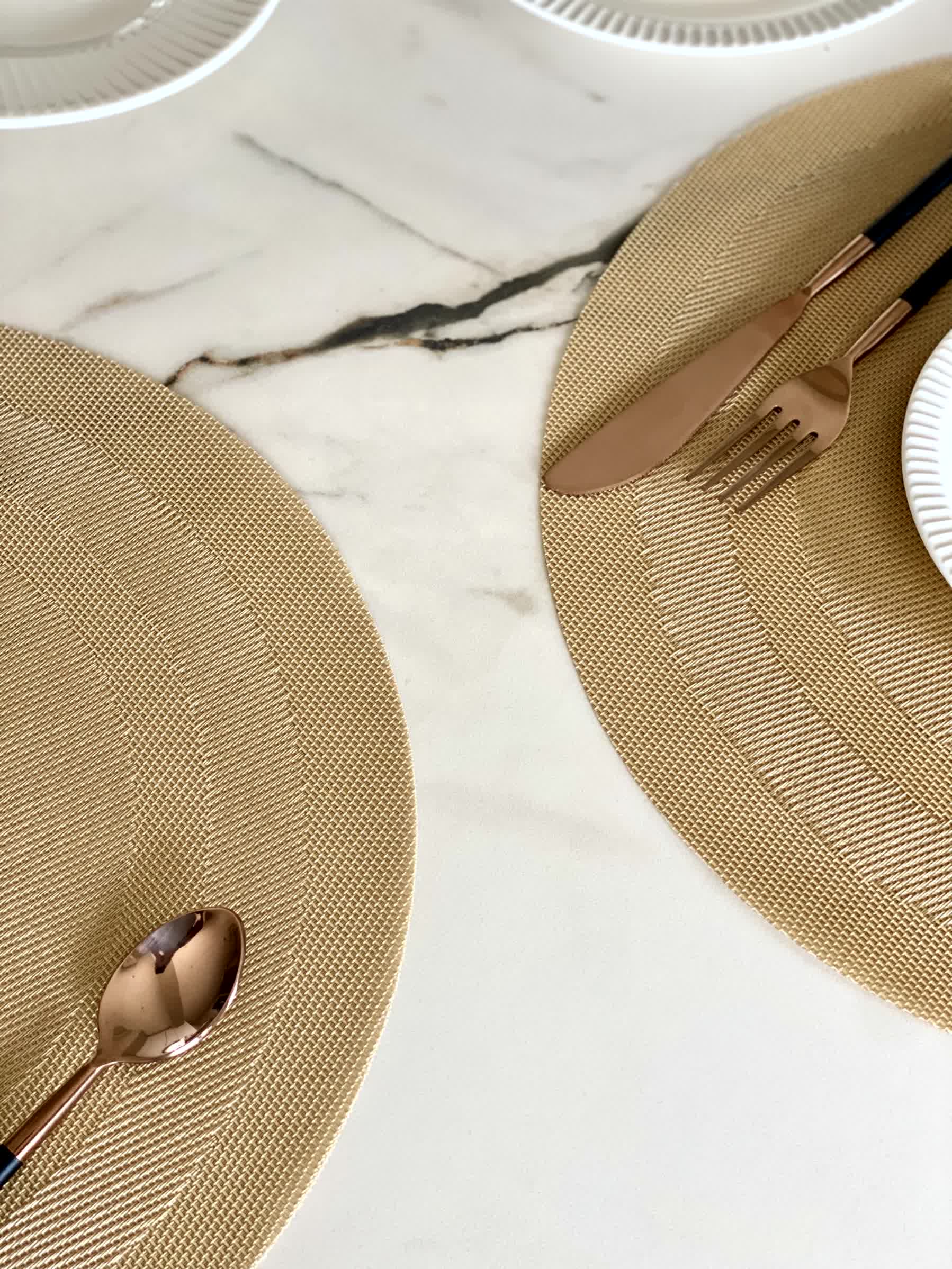 Textured Circular Table Mats - Gold (Set of 6)