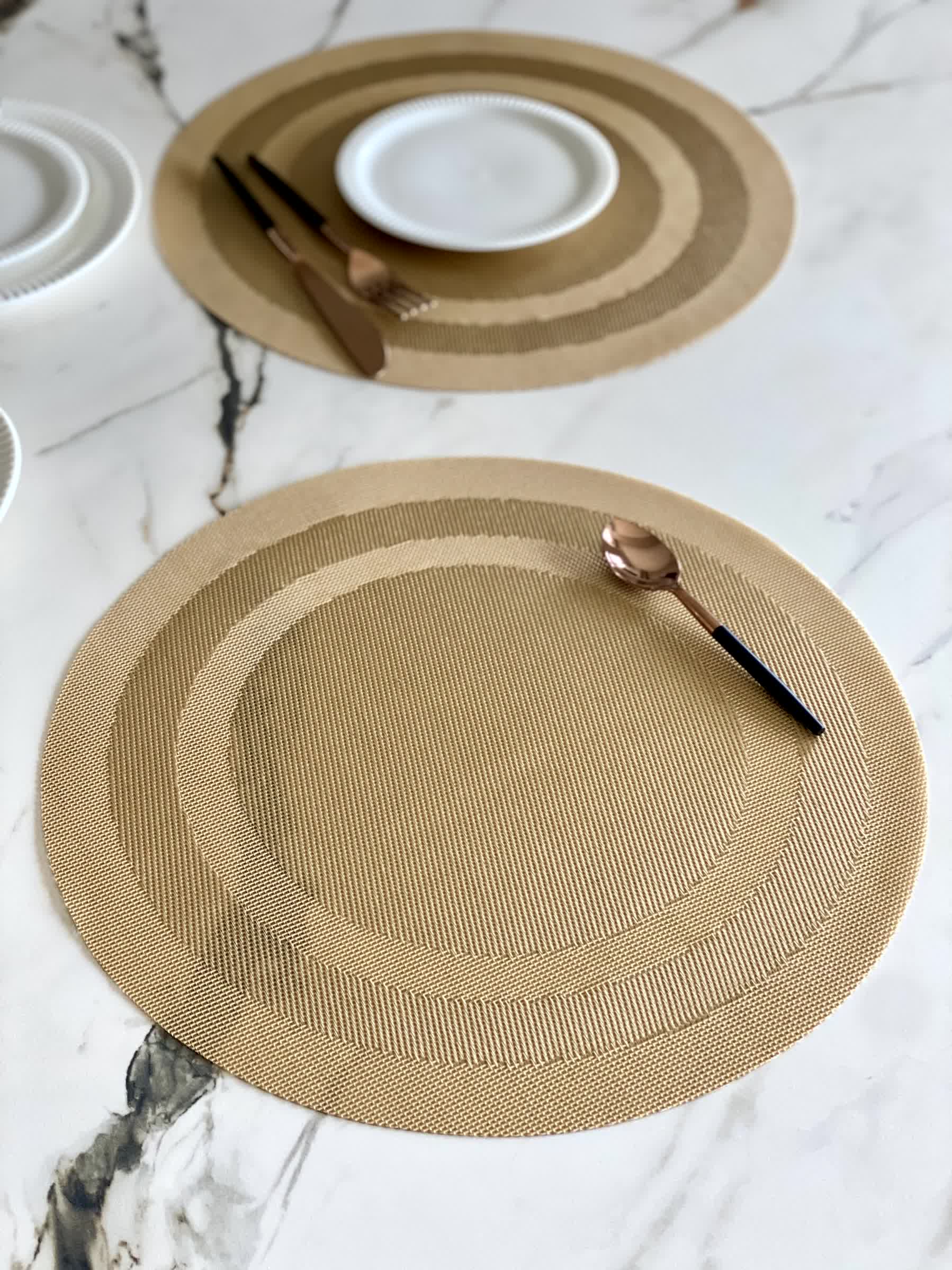 Textured Circular Table Mats - Gold (Set of 6)