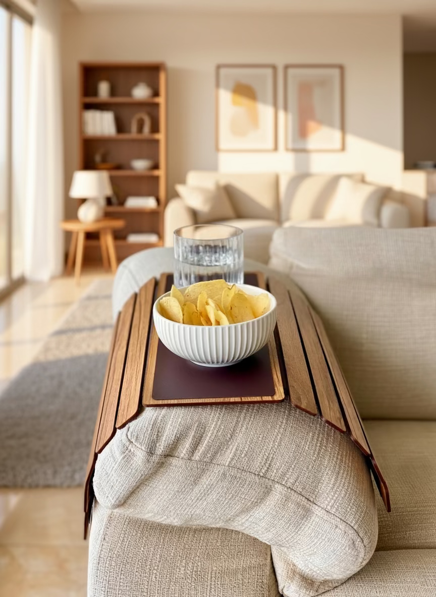 Elm Sofa Armrest Tray - Light Brown