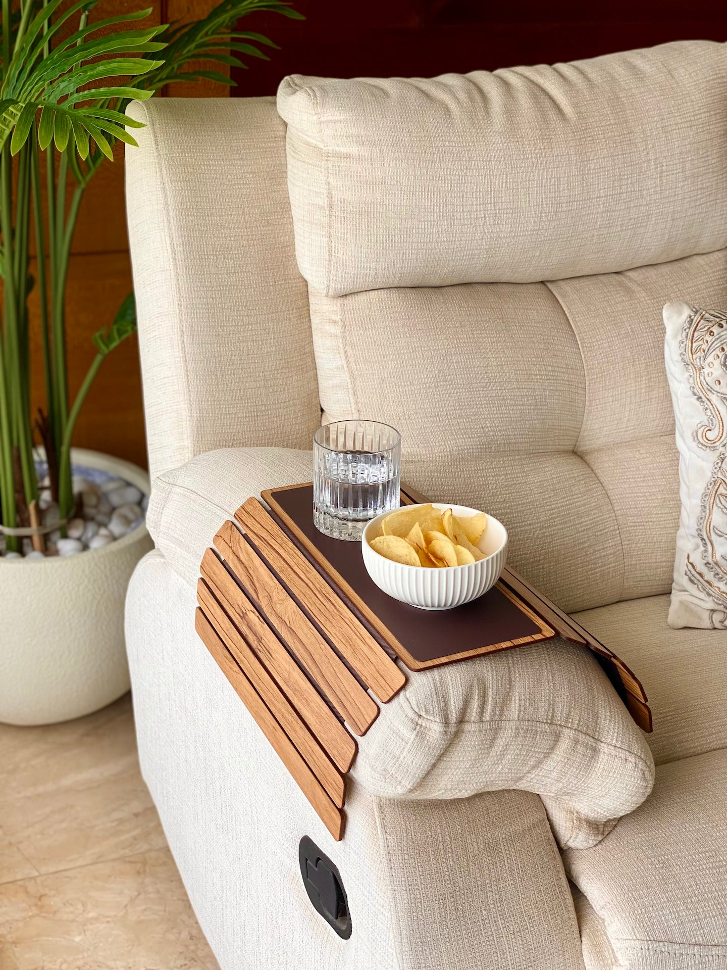 Elm Sofa Armrest Tray - Light Brown