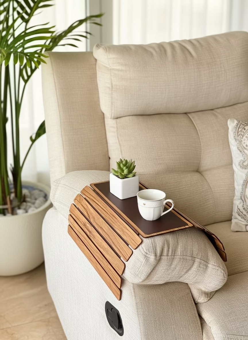 Elm Sofa Armrest Tray - Light Brown