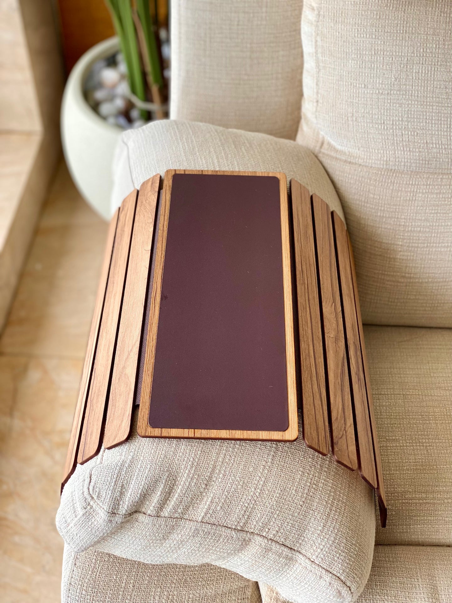 Elm Sofa Armrest Tray - Light Brown
