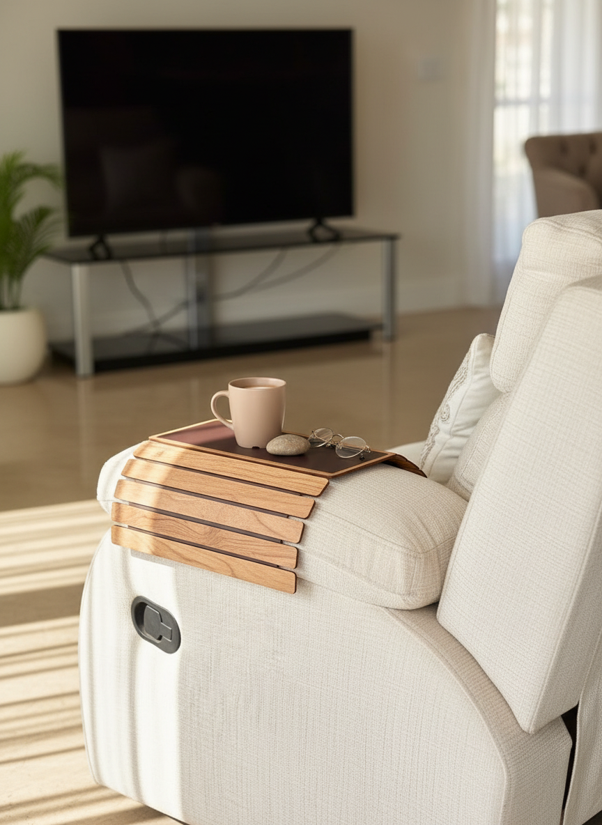 Elm Sofa Armrest Tray - Light Brown