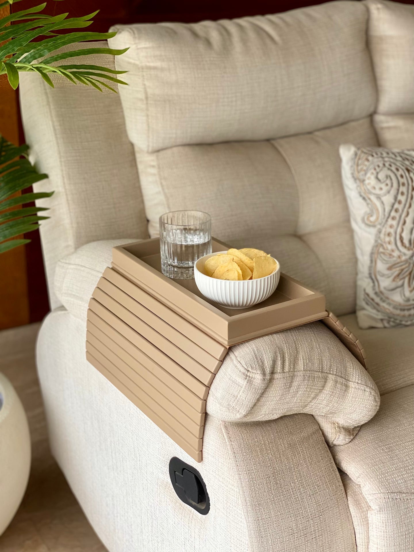 Sofa Armrest Tray - Beige