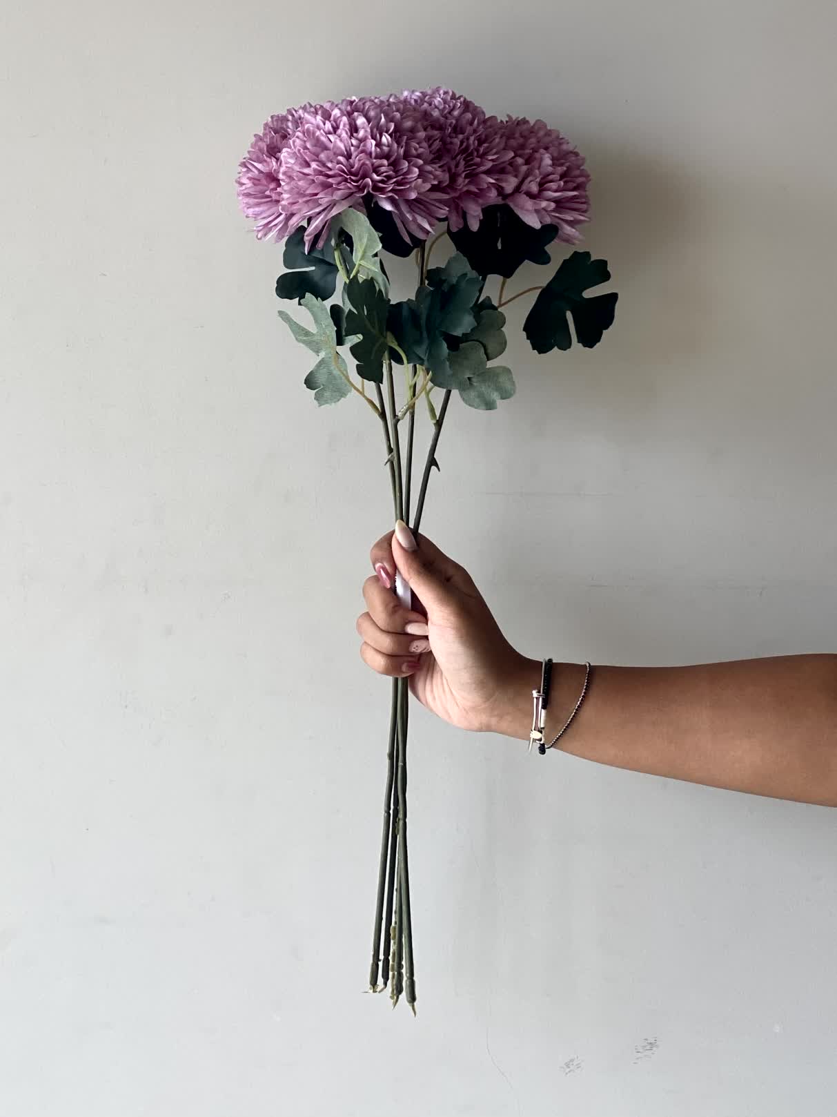 Artificial Pom Pom Flower - Lavender (Set of 4)