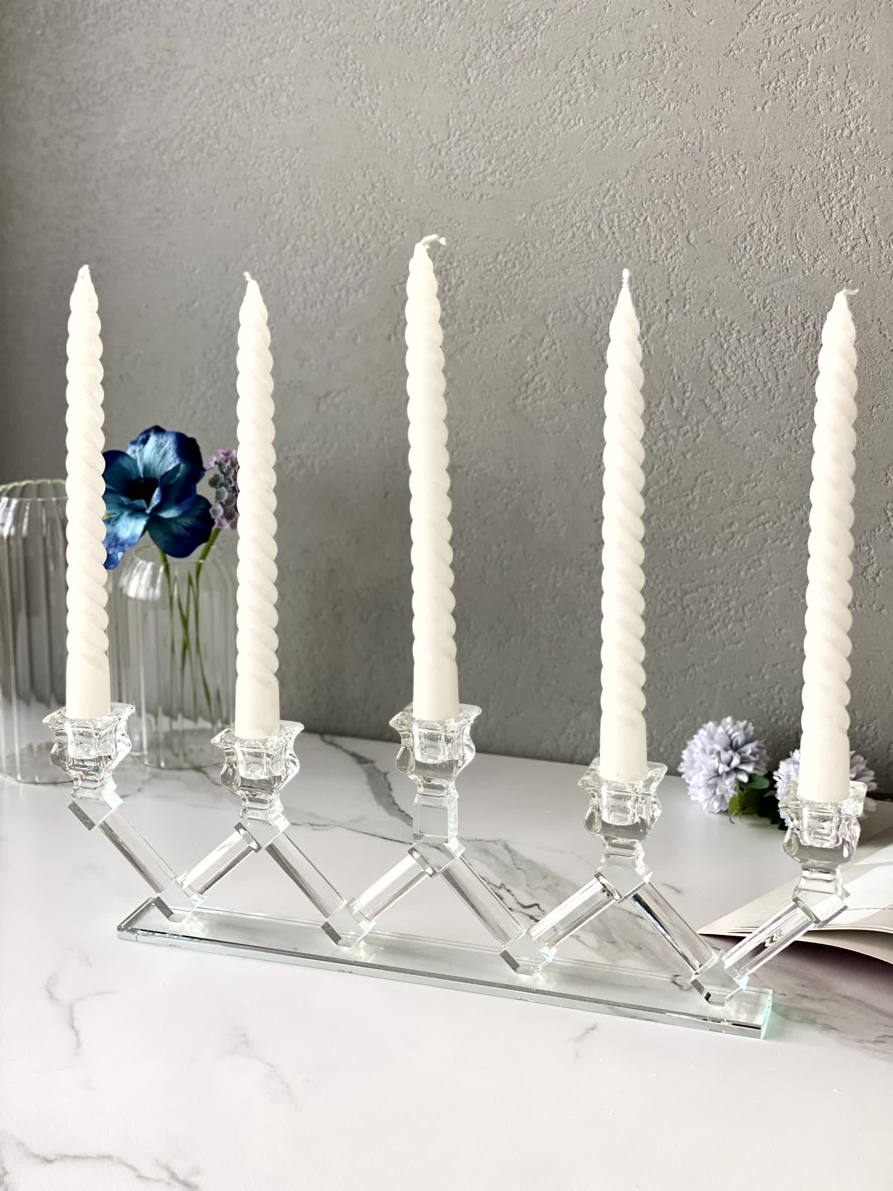 Five Arm Crystal Candle Holders