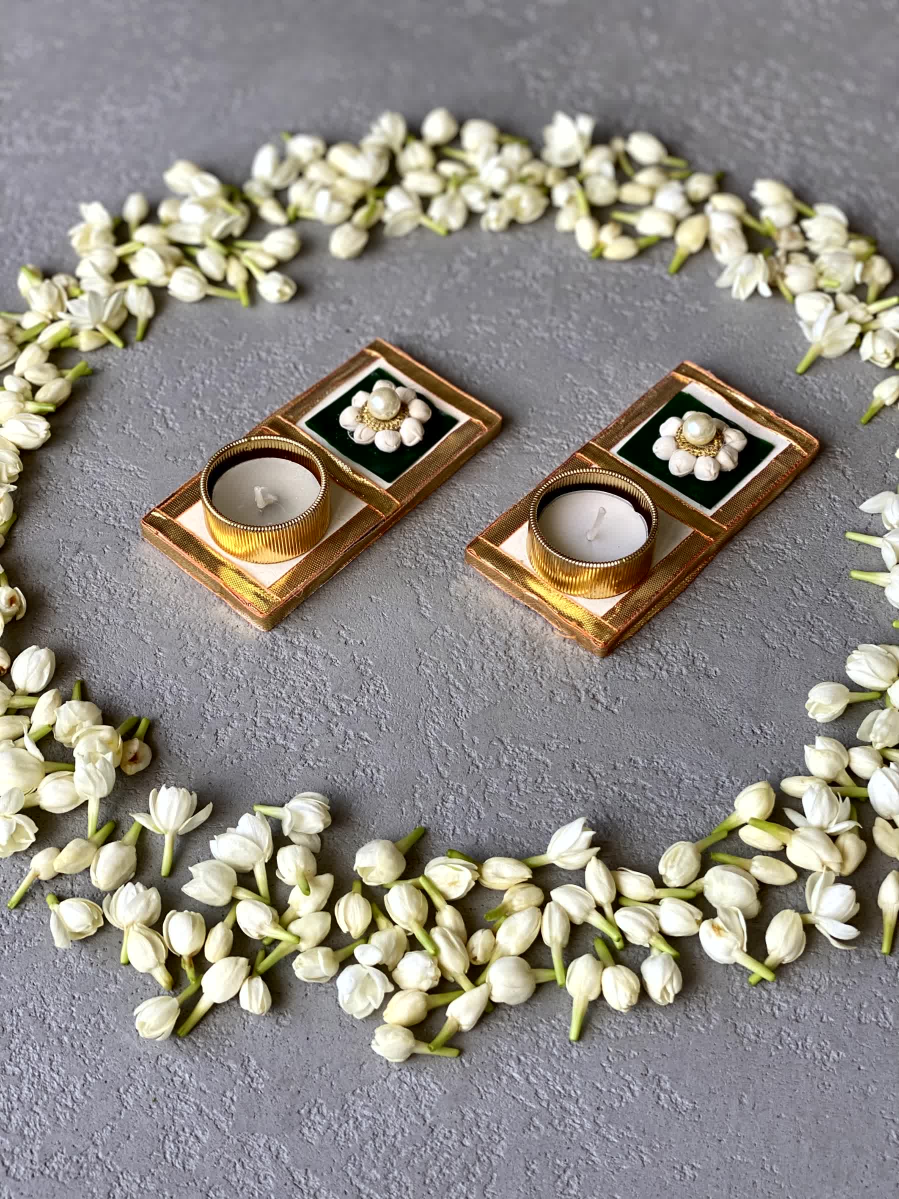 Jasmine Square Diyas - Mini