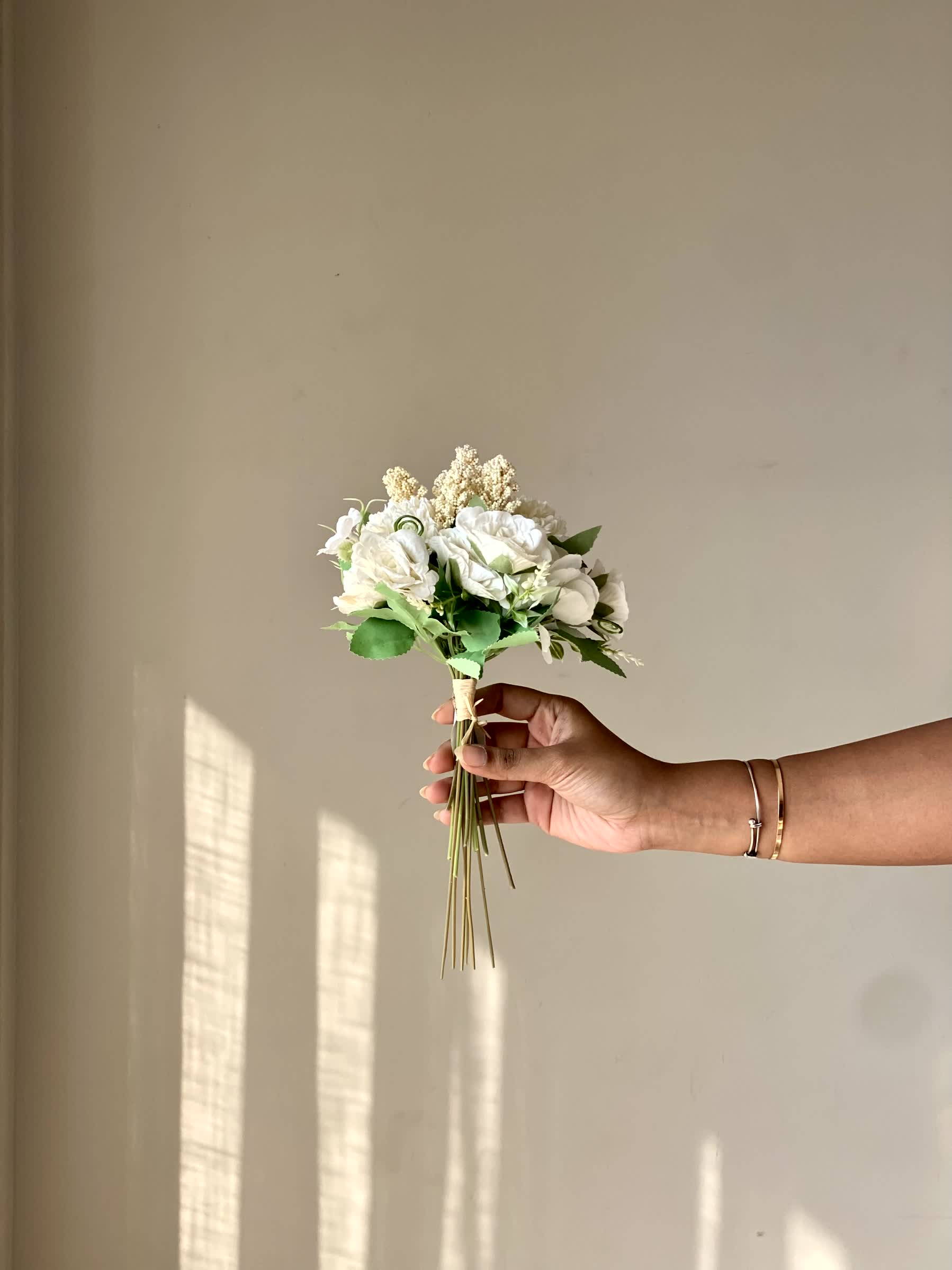 Artificial Chrysanths Bunch - White