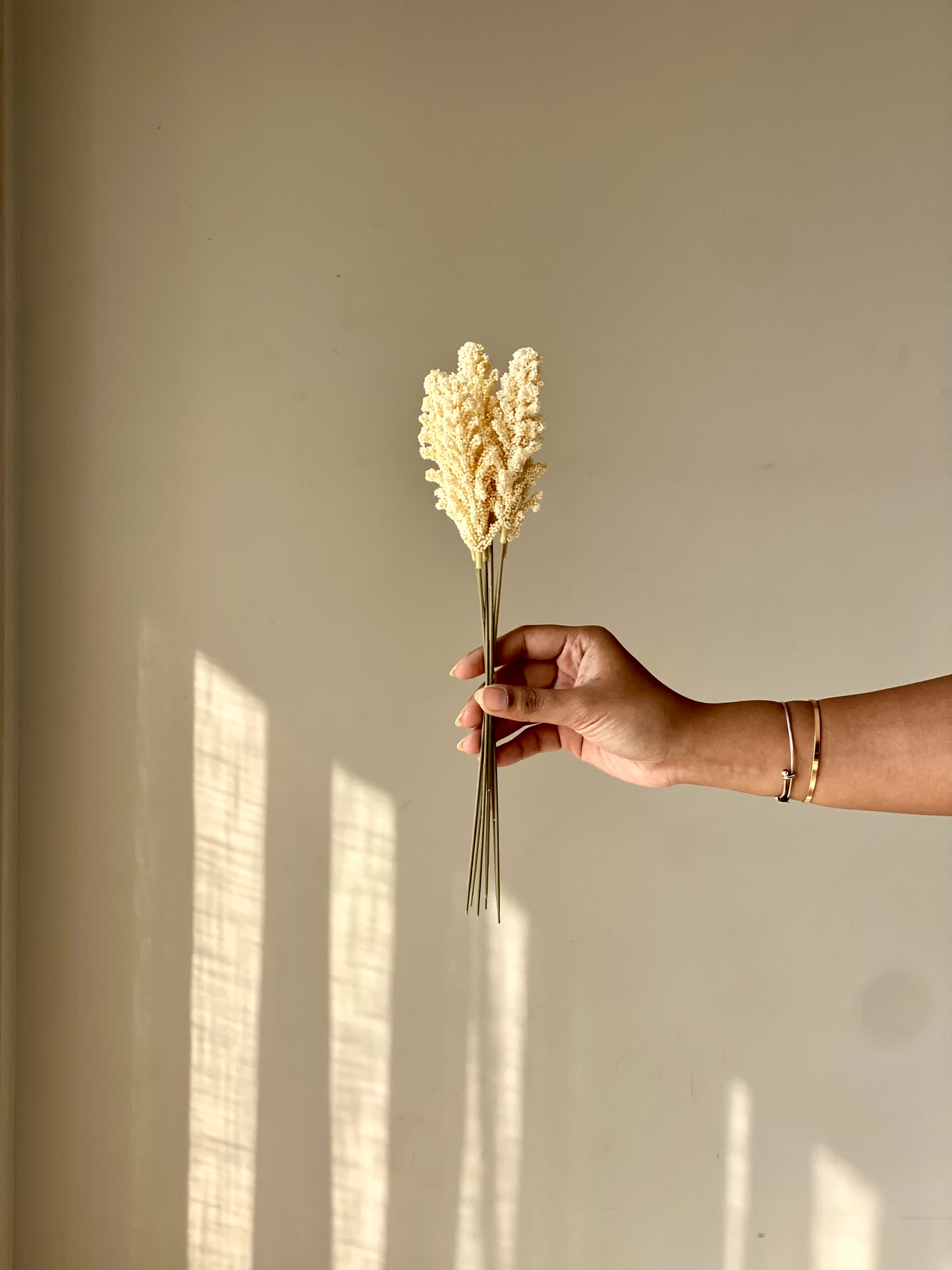 Artificial Wheat Ear Bunch - White (One Stem)