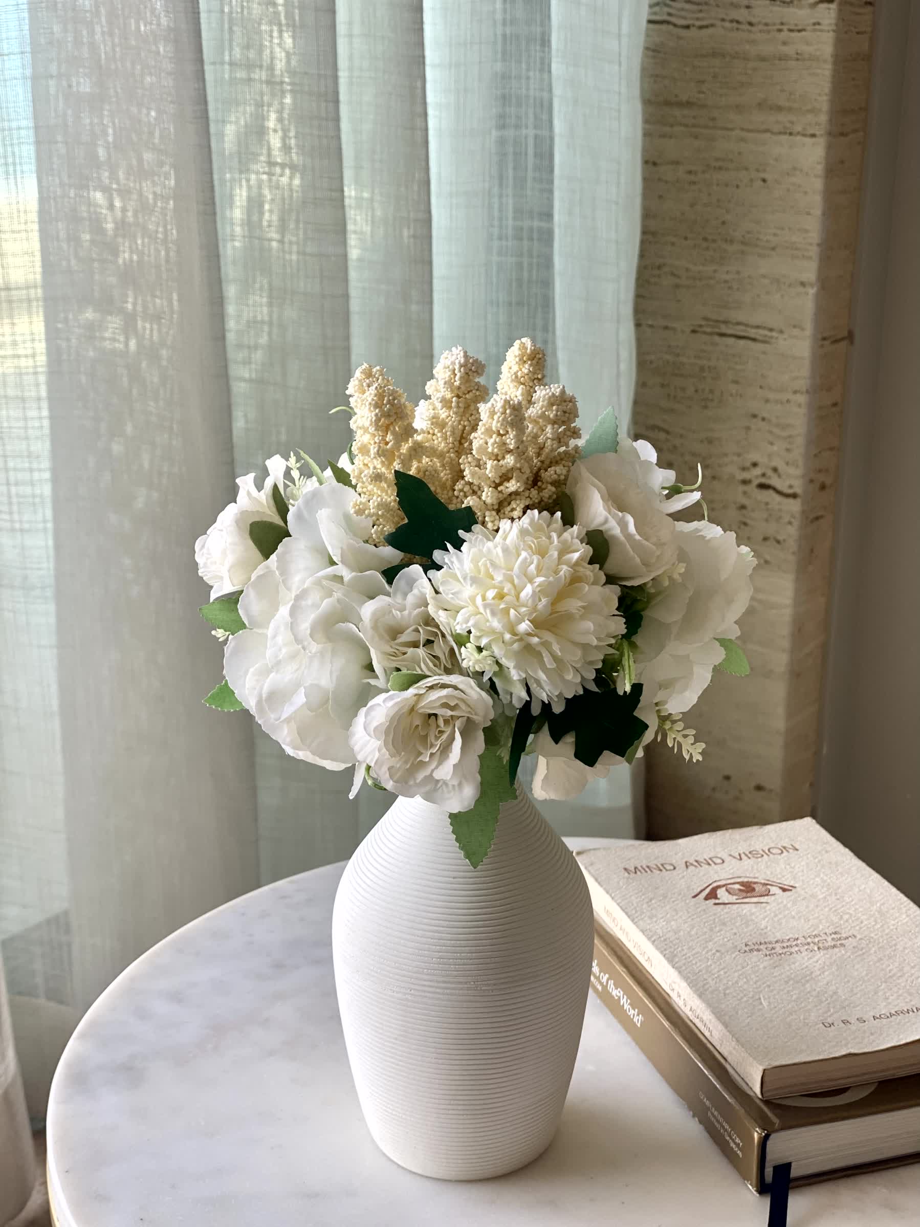 Artificial Chrysanths Bunch - White