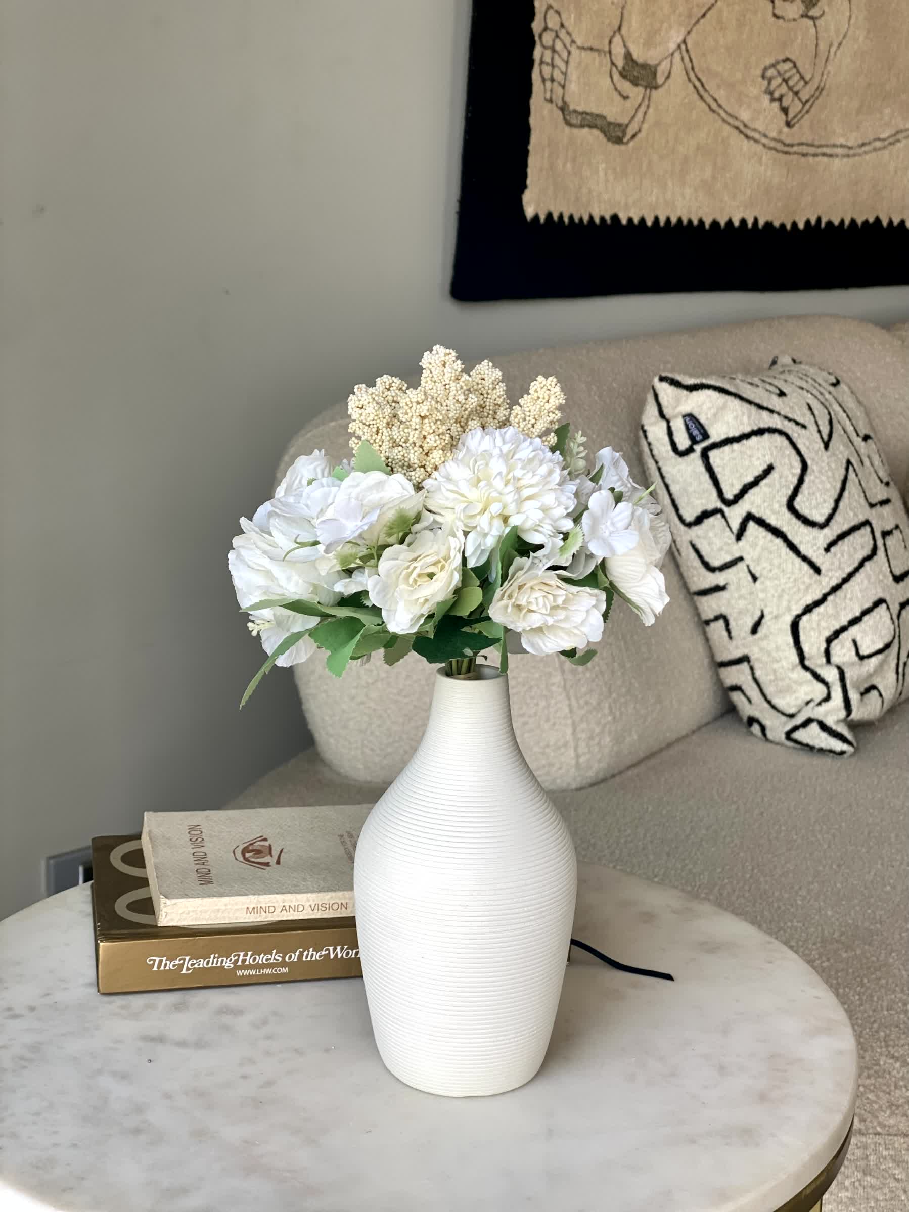 Artificial Chrysanths Bunch - White