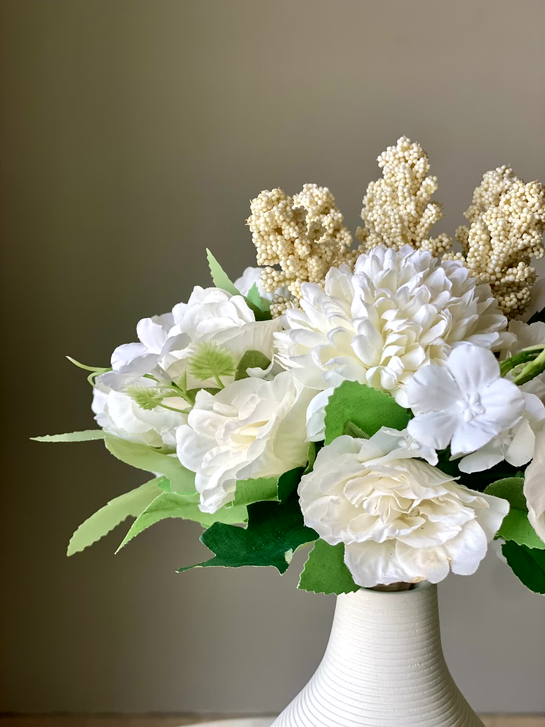 Artificial Chrysanths Bunch - White
