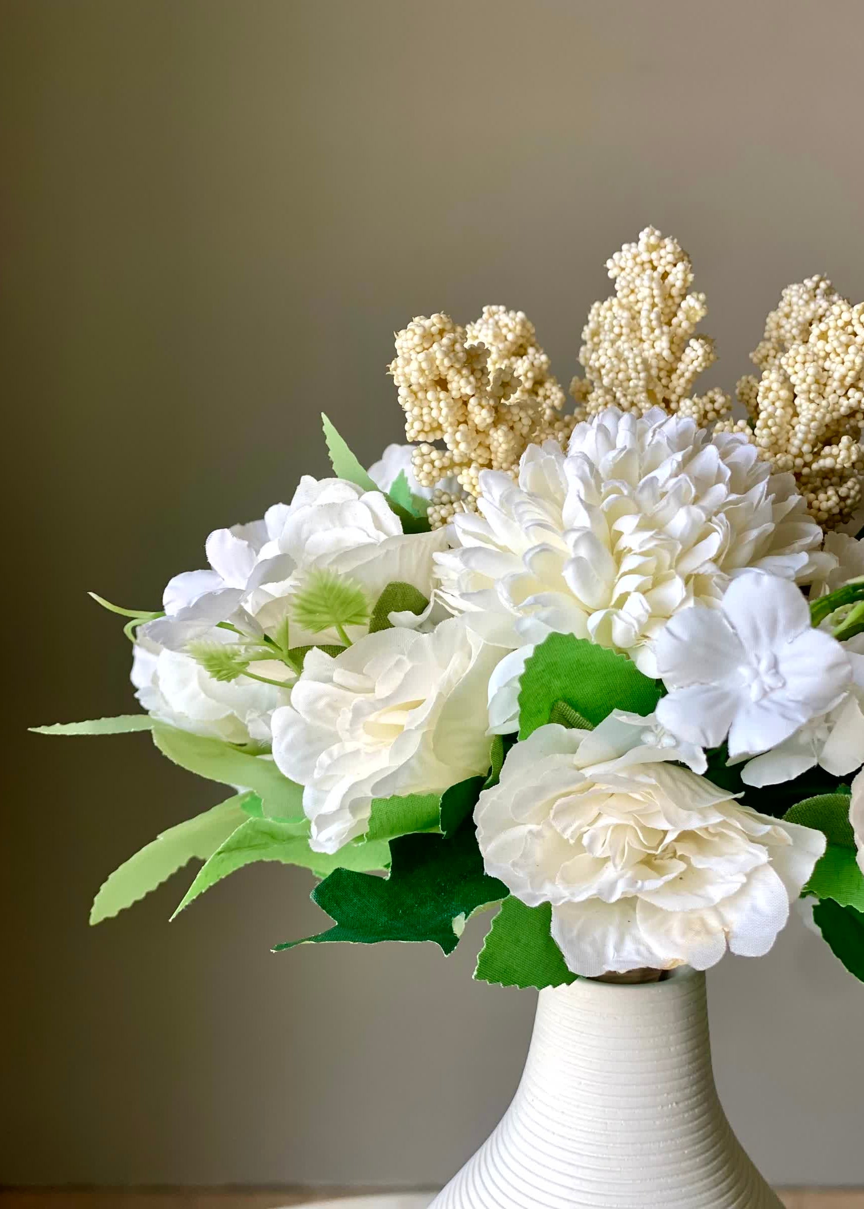 Artificial Chrysanths Bunch - White