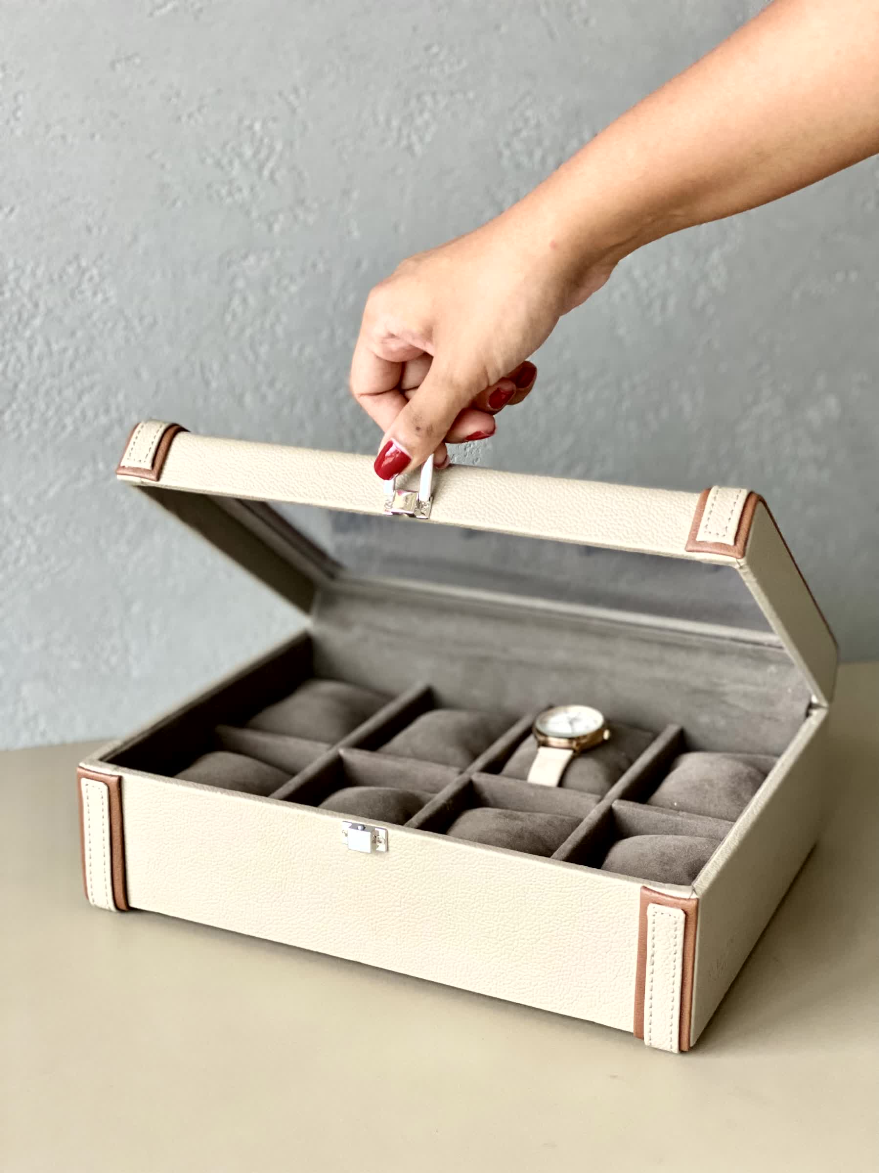 Naples Taupe Watch Box - 8 Slots