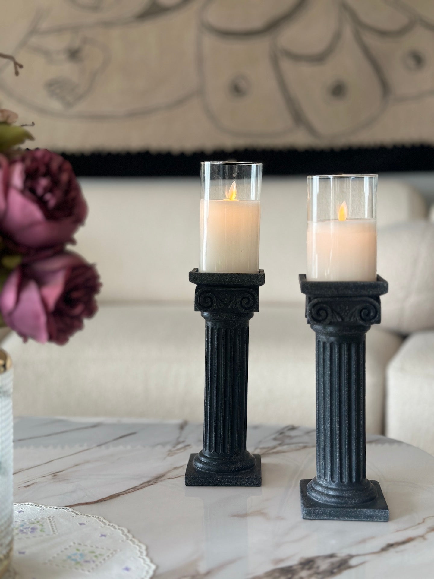 Greek Column Candle Stand - Black Composite Stone - Single Piece – Mason  Home by Amarsons - Lifestyle & Decor