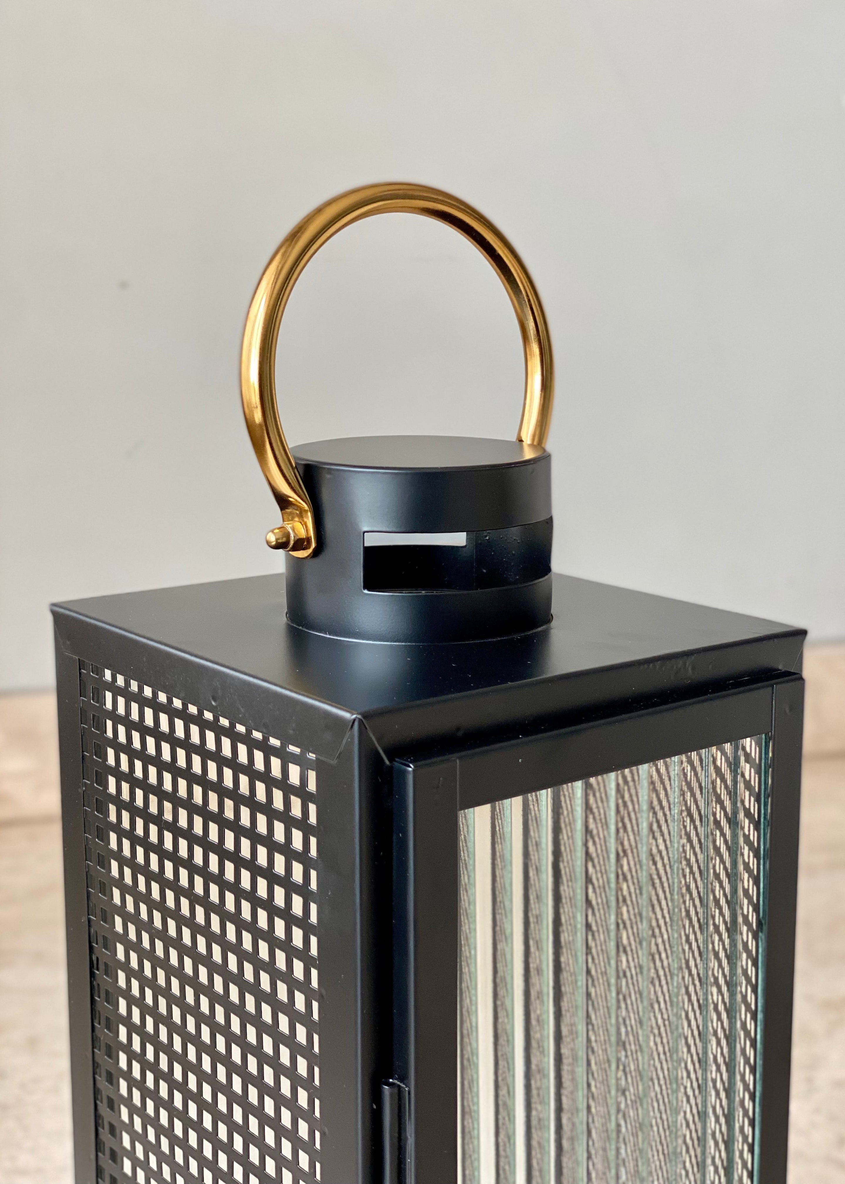 Vellora Black & Gold Lantern - Medium
