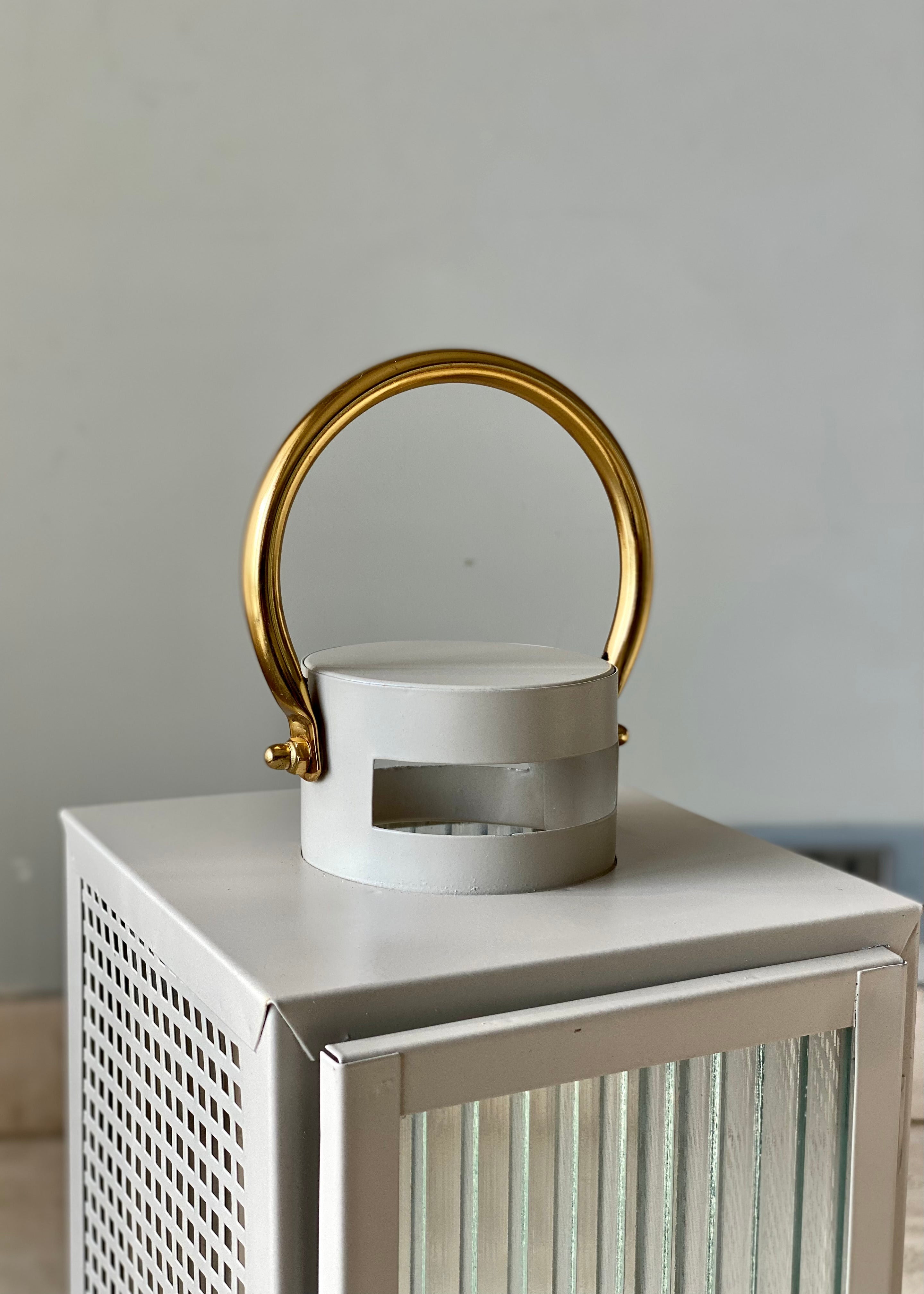 Vellora Beige & Gold Lantern - Large